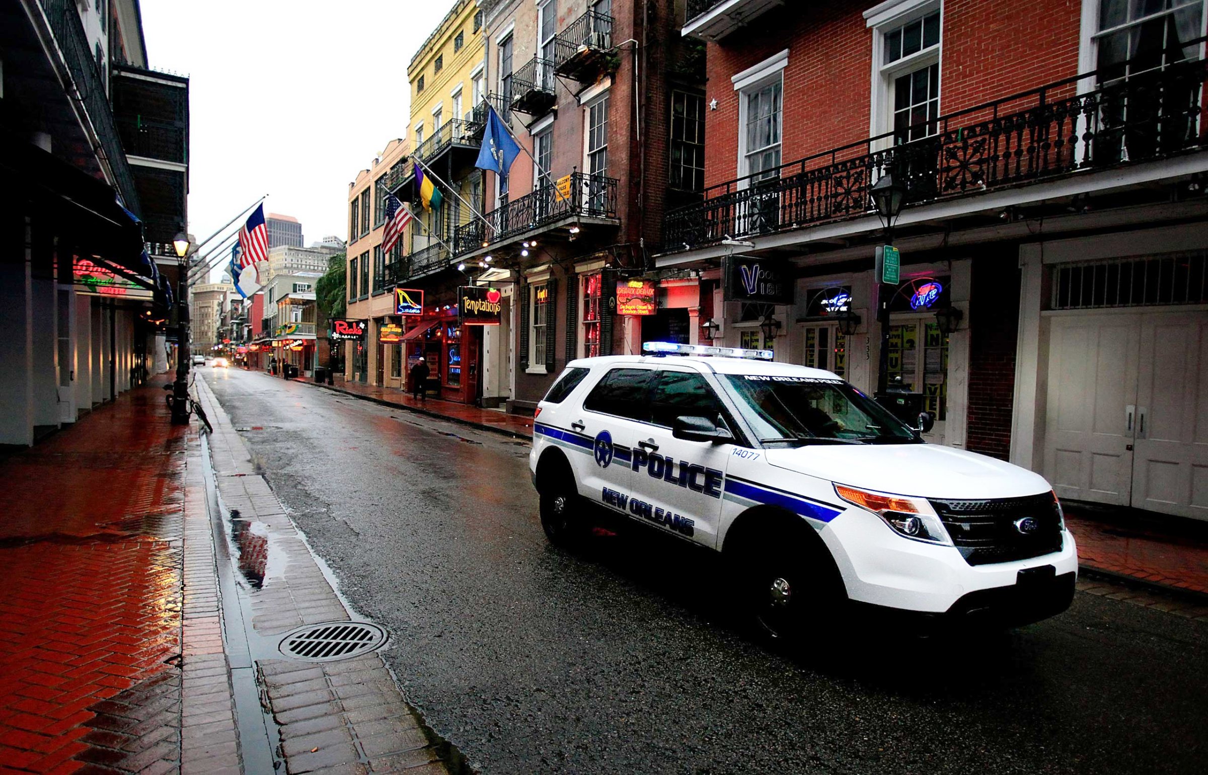 New Orleans Police patrol the French Quarter on Jan. 28, 2014 in New Orleans.