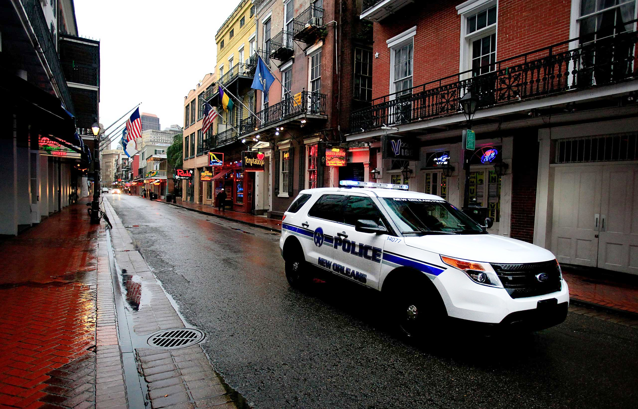 New Orleans Police patrol the French Quarter on Jan. 28, 2014 in New Orleans. An inspector general's report shows that NOPD detectives routinely fail to follow-up and investigate sexual assault cases. (Sean Gardner—Getty Images)