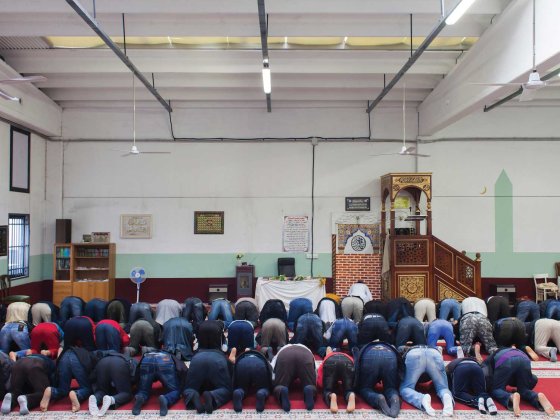 A warehouse used as makeshift place of worship for Muslims in the Province of Venice, Italy.