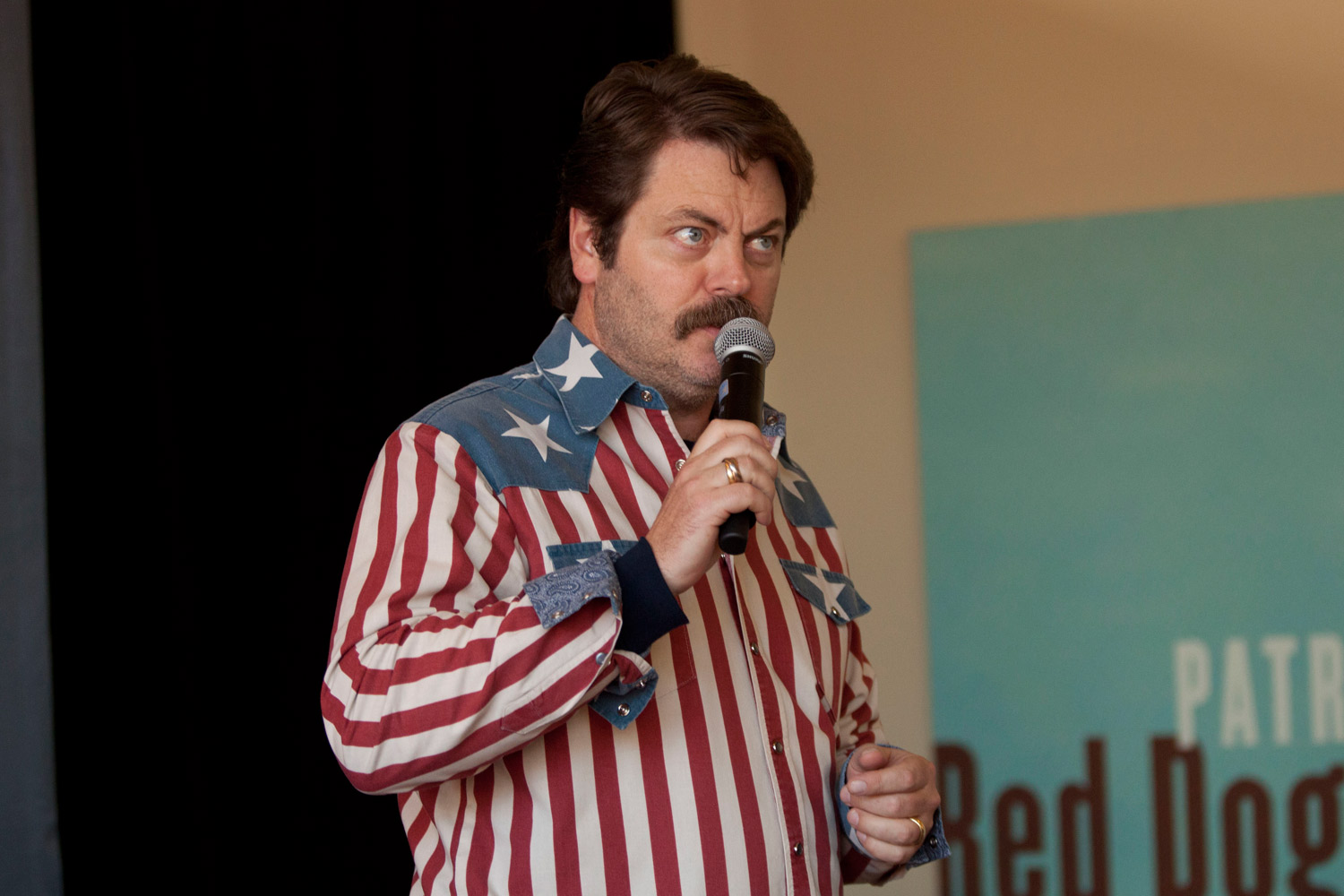 Actor Nick Offerman from <i>Parks and Recreation</i>, a respected "mustached American" (Phillip Chin—Getty Images)