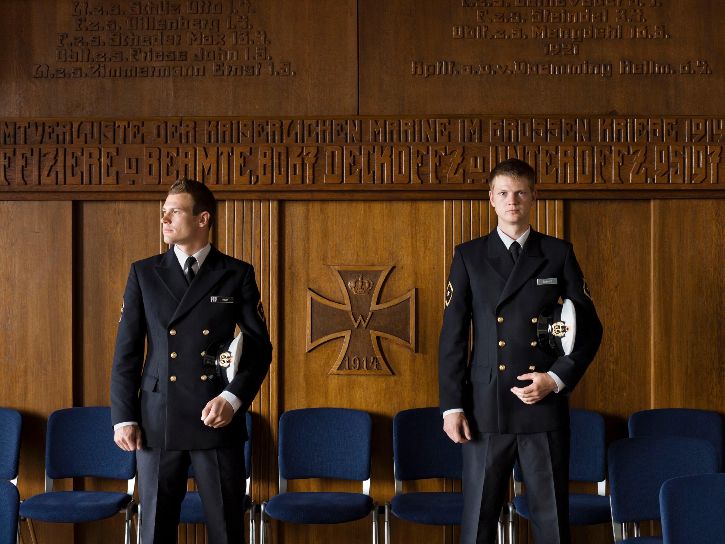 From left: Cadets Mayer and Eisenreich at Marineschule Mürwik, Mürwik, Germany, July 19, 2011.