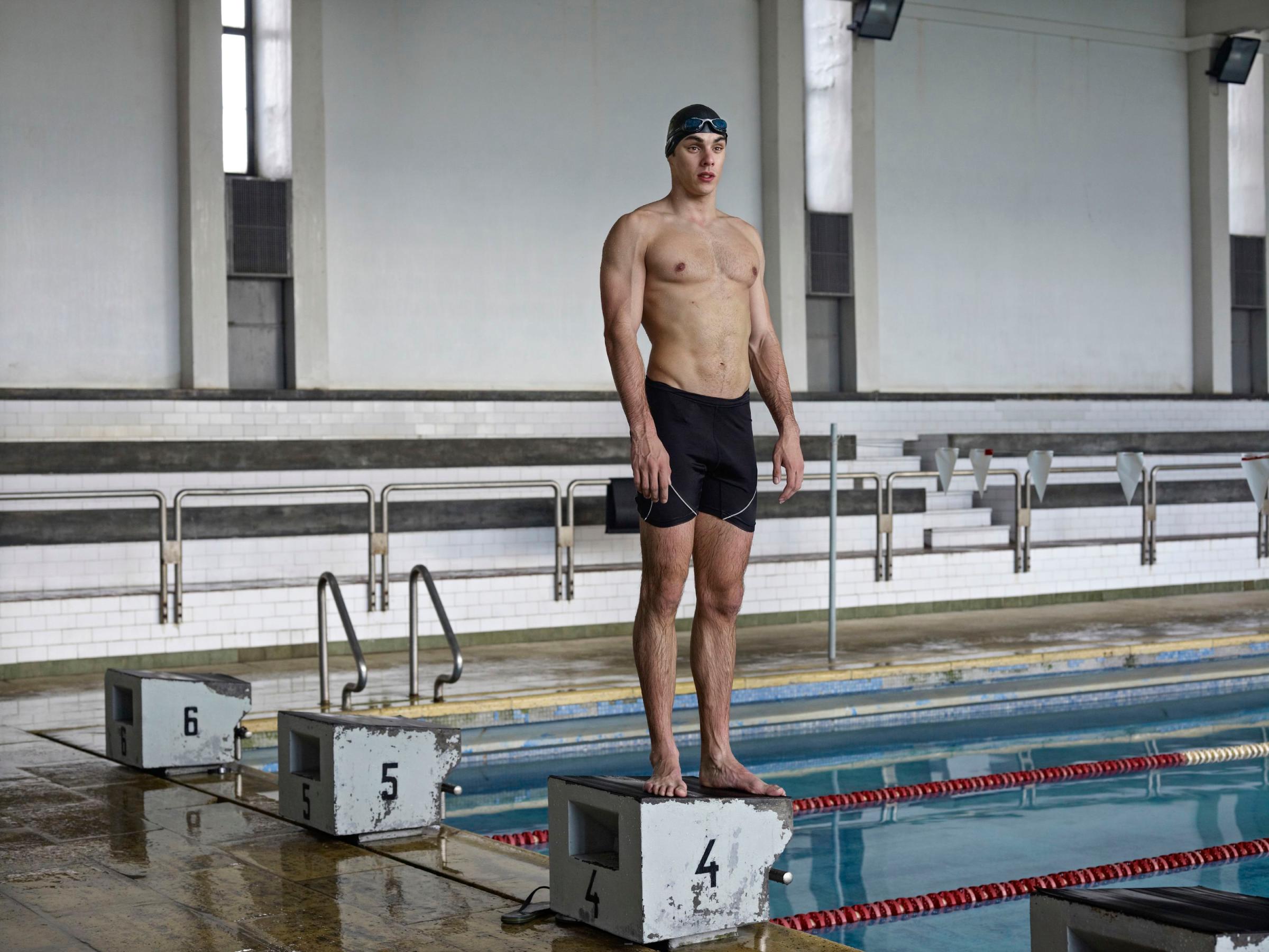 A cadet in the swimming pool of the Academia Militar, Lisbon, Portugal, Dec. 4, 2012.