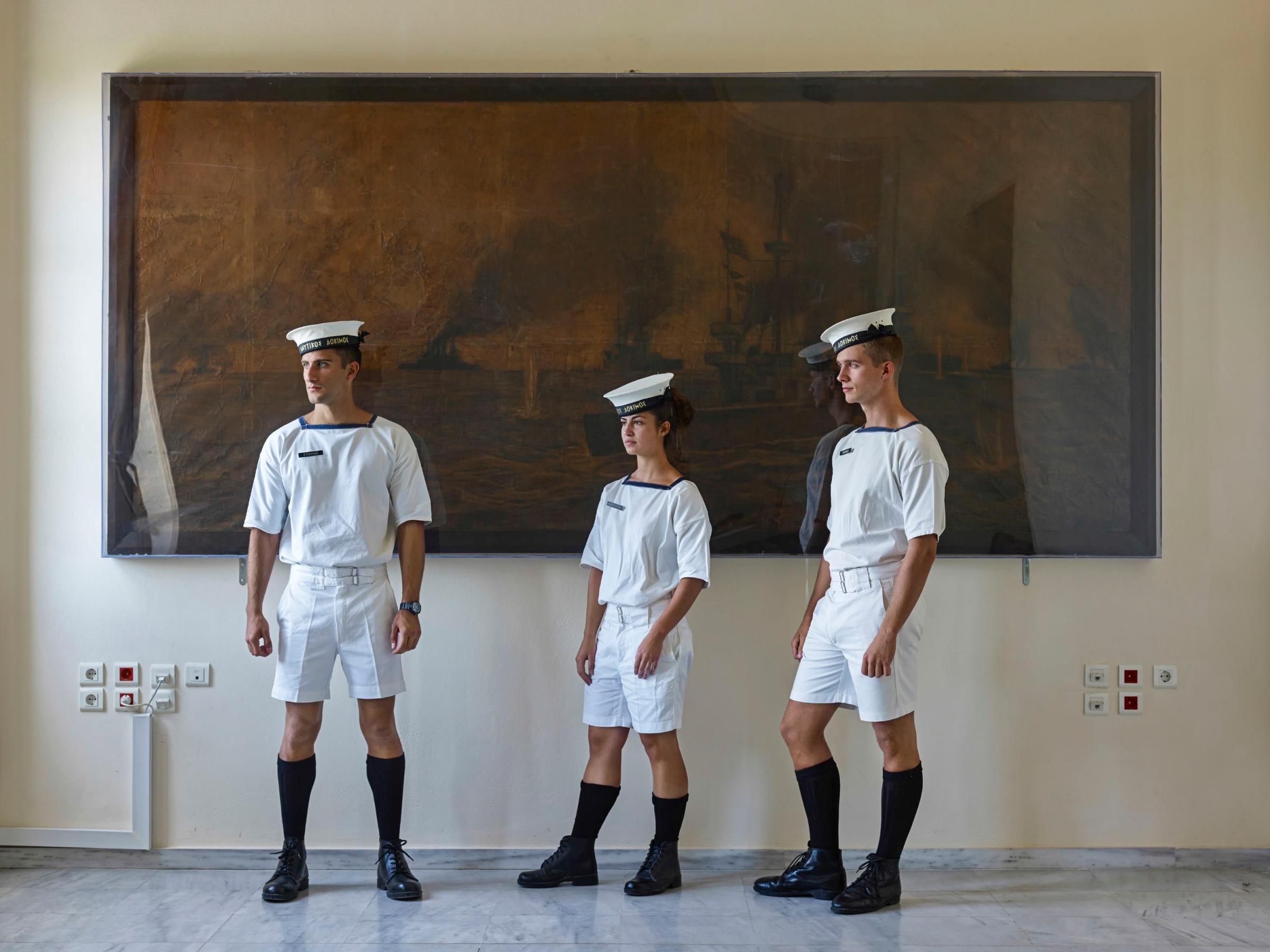 Cadets of the Hellenic Naval Academy, Piraeus, Greece, Oct. 9, 2013.