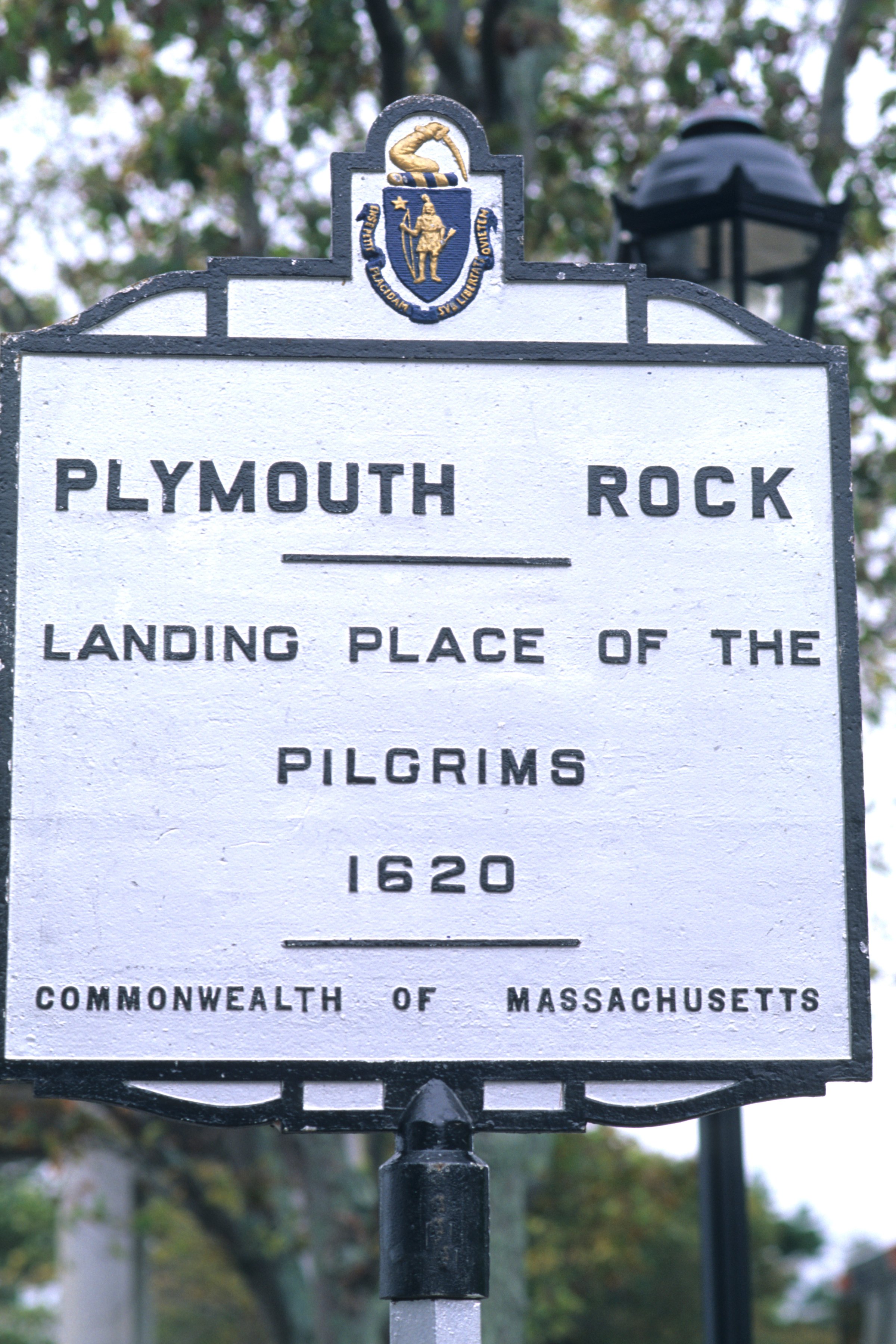 Massachusetts. Sign At Plymouth Rock