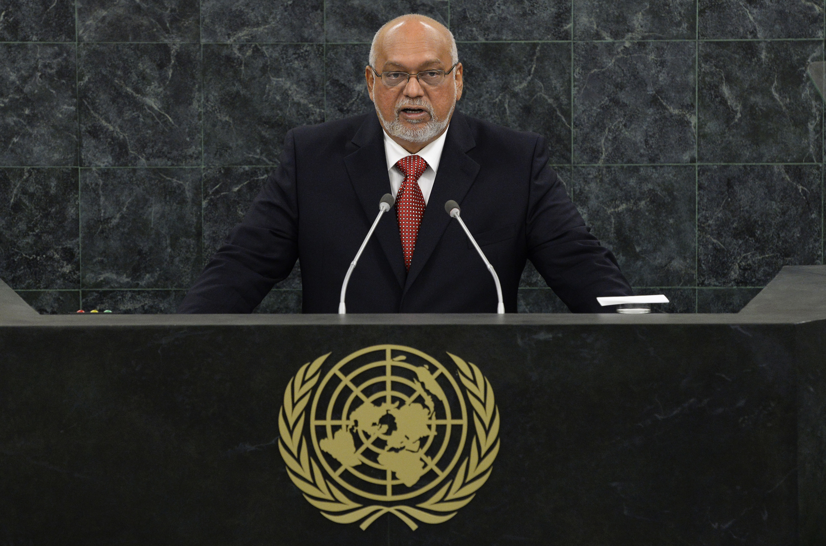 Donald Rabindranauth Ramotar, President of the Republic of Guyana, addresses the 68th United Nations General Assembly at U.N. headquarters in New York