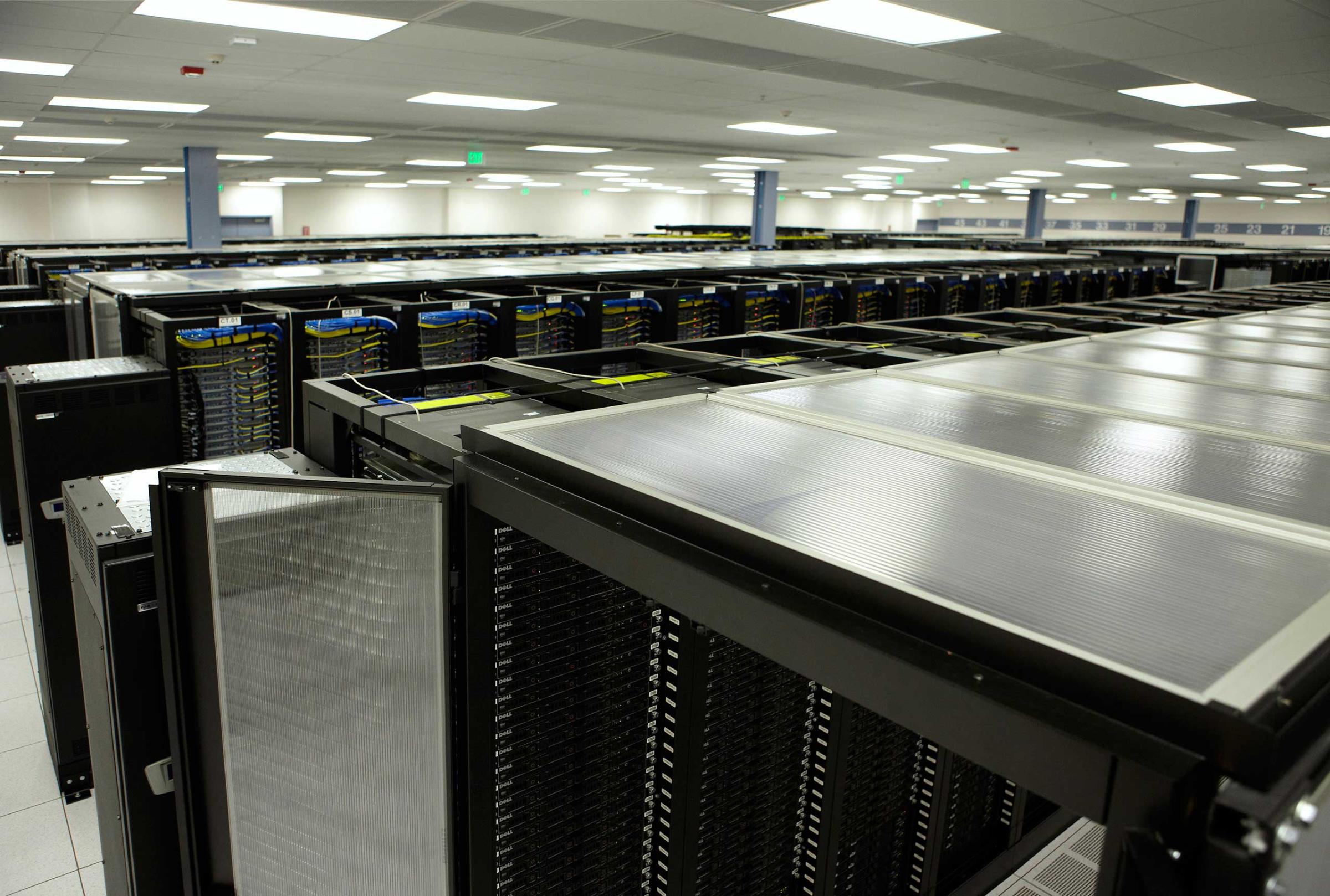 The data center holds tens of thousands servers.