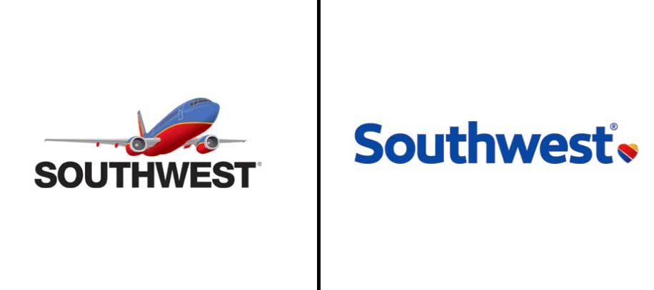 Left: Previous Southwest logo; Right: Updated logo as of Sept. 2014.