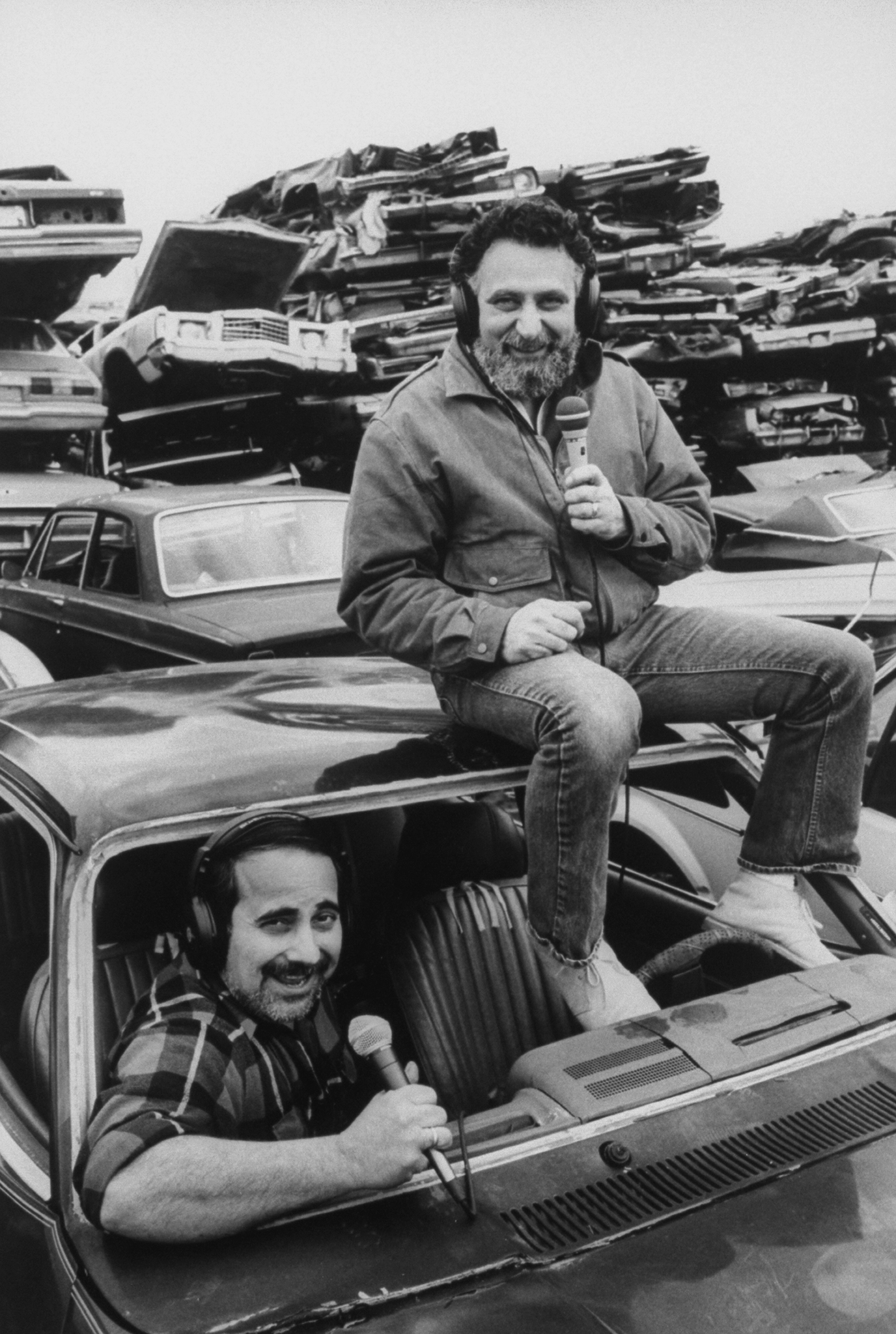 From Left: Ray Magliozzi and Tom Magliozzi car mechanics and radio talk show hosts for the show, Car Talk on WBUR-FM National Public Radio. (Richard Howard—The LIFE Images Collection/Getty Images)