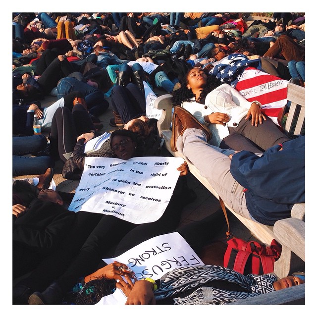 Kyle A. Spencer photographs the Die-in for #MikeBrown at Harvard Law School #Ferguson #HandsUpWalkOut #HandsUpDontShoot #FergusonAction #photojournalism