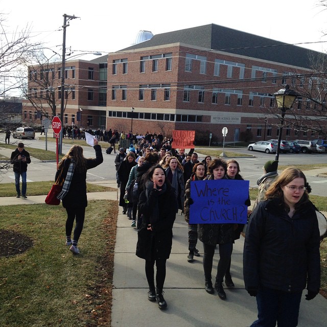 Jack Meriwether shared this image from Wheaton College in Illinois. #handsupwalkout #fergusonsolidarity #blacklivesmatter #justiceformikebrown