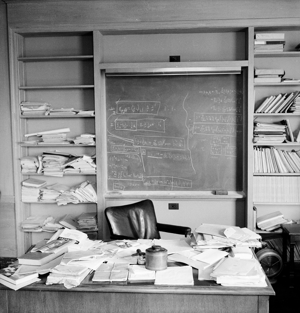 Albert Einstein's office at Princeton, photographed on the day of his death, April 18, 1955.