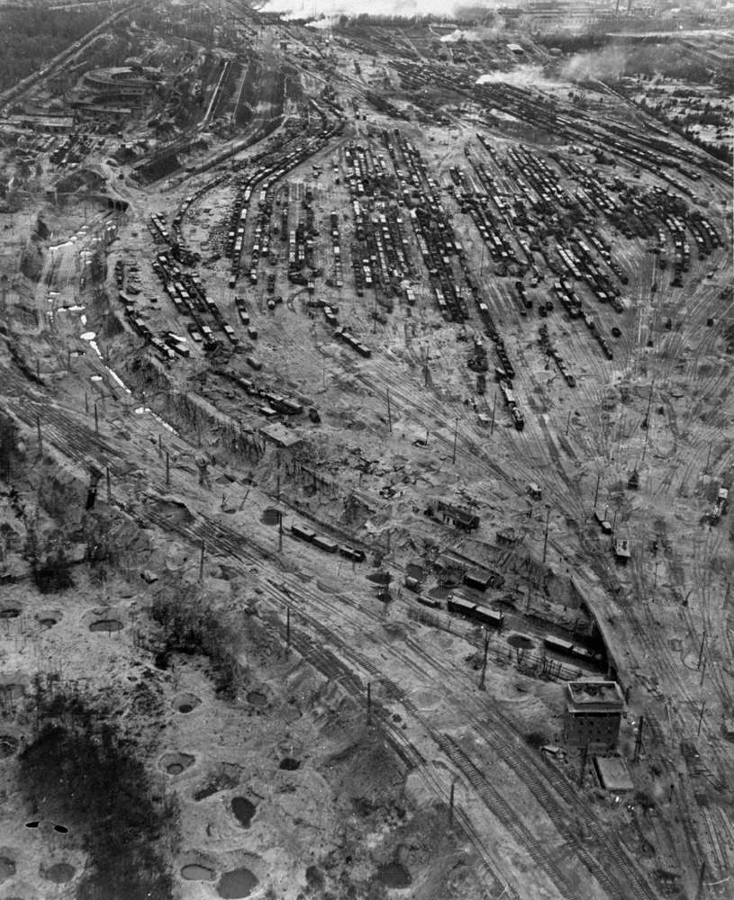 Just before the Normandy invasion last year the Reich's transport system became the No. 1 target for all bombers, day and night. One of the largest railroad marshaling yards in Germany was at Nurnberg [Nuremberg].