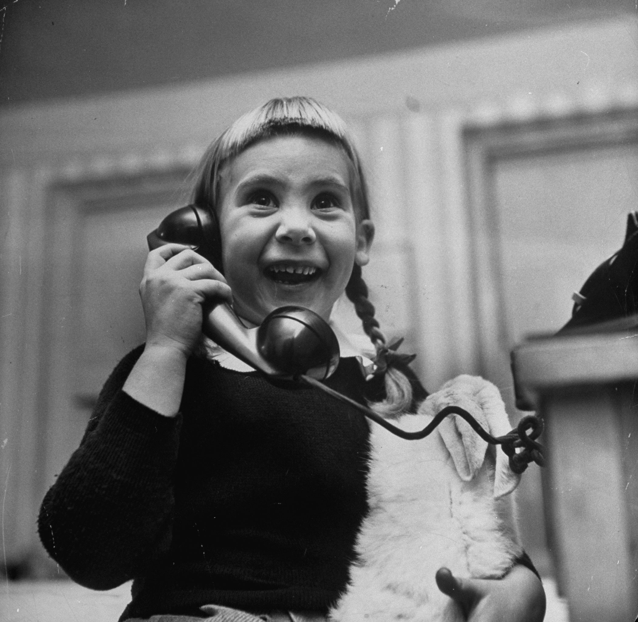 Patricia Guinan promises to leave out milk and crackers for Santa Claus on Christmas Eve, 1947.