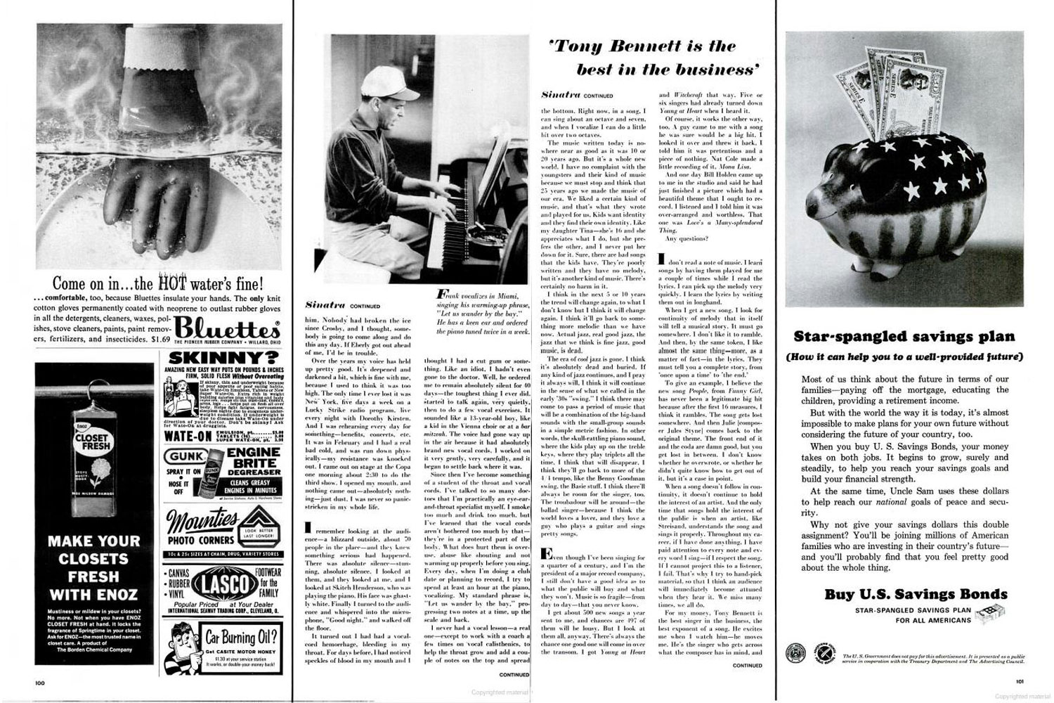 Page spreads for Frank Sinatra feature, LIFE magazine, April 23, 1965.