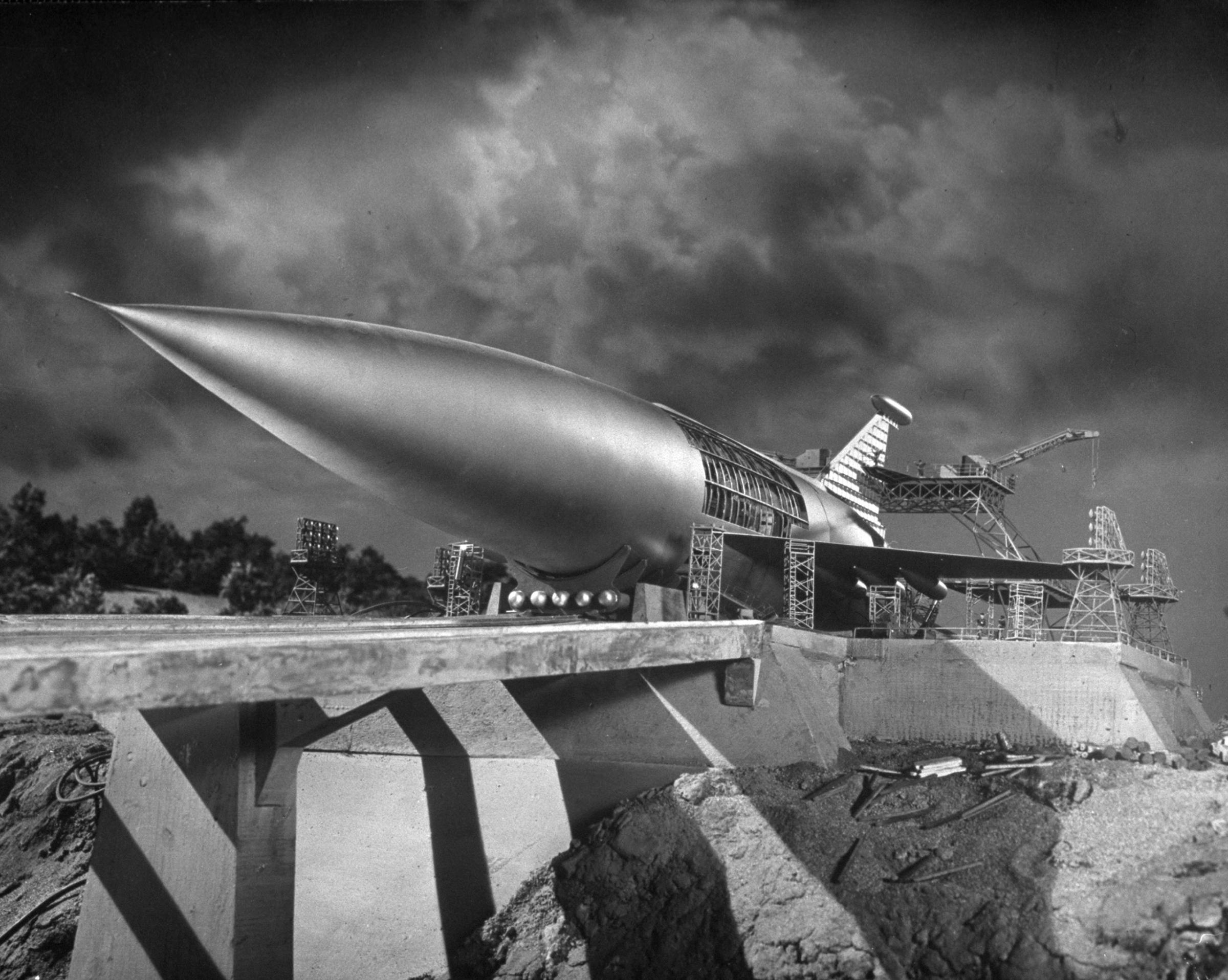 Model of the "Space Ark" rocket ship from the sci-fi classic, "When Worlds Collide" 1951