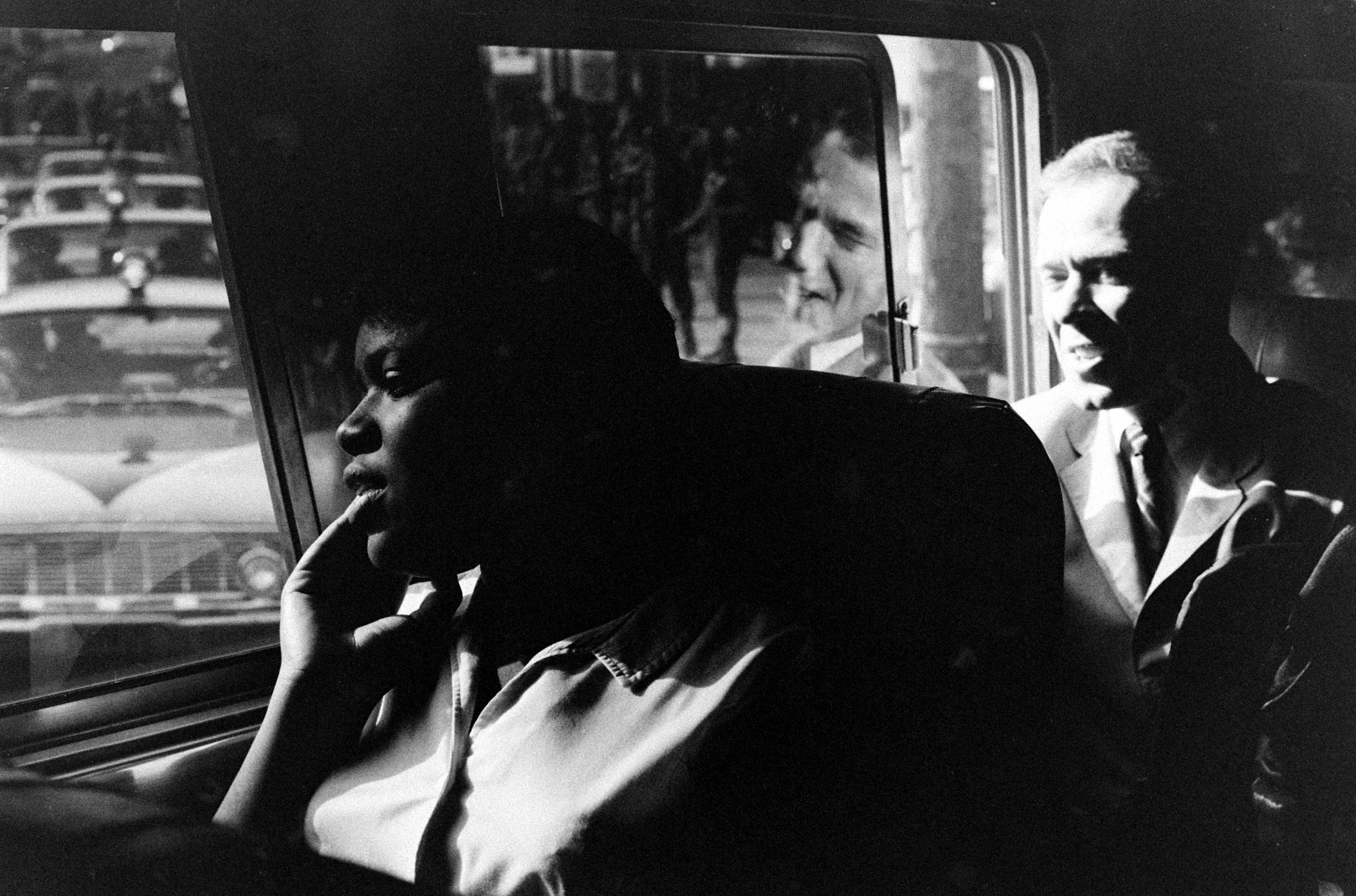 Freedom riders on a bus in the Deep South.