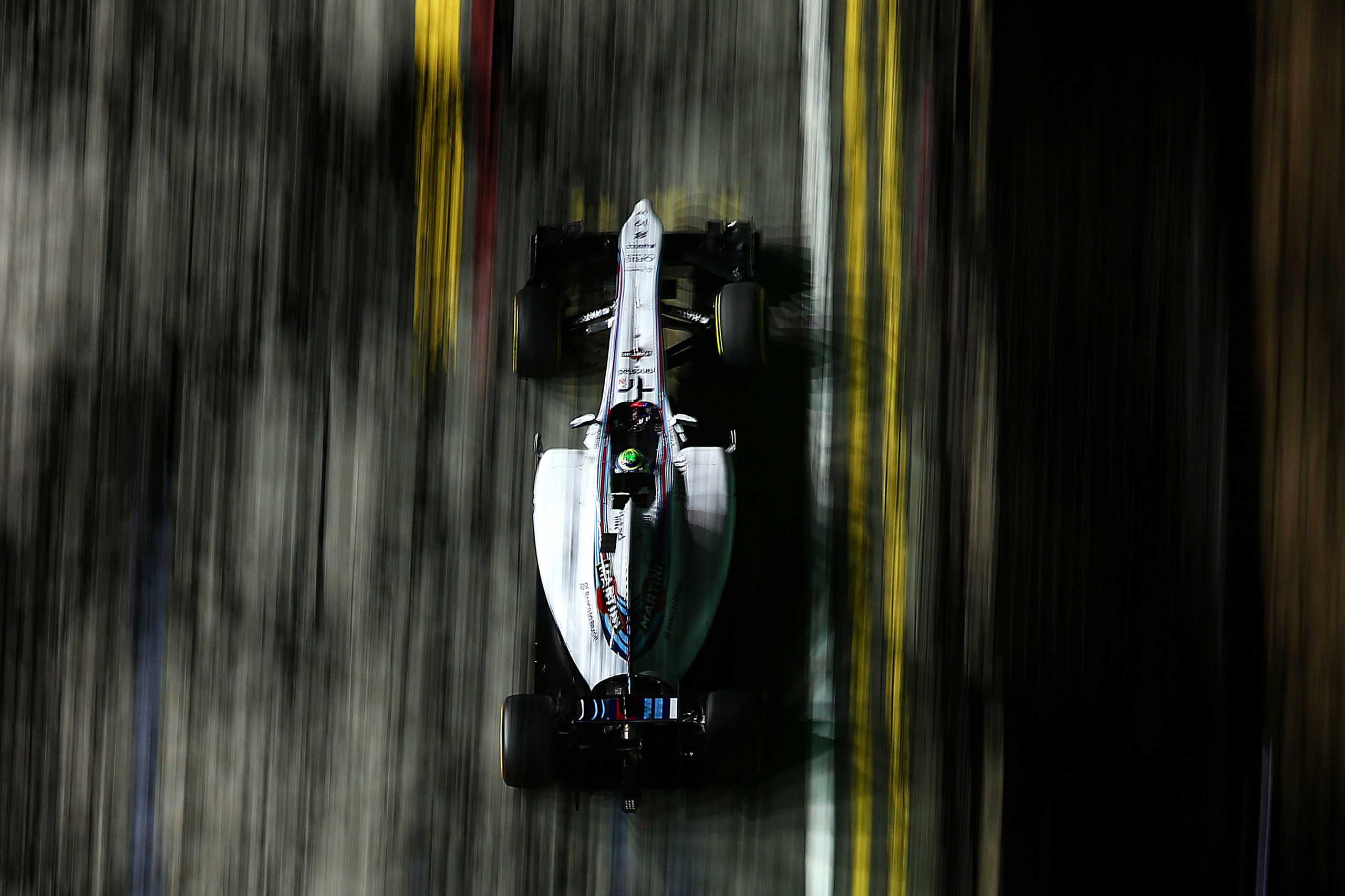 Felipe Massa of Brazil and Williams drives during practice ahead of the Singapore Formula One Grand Prix at Marina Bay Street Circuit on Sept.19, 2014 in Singapore.