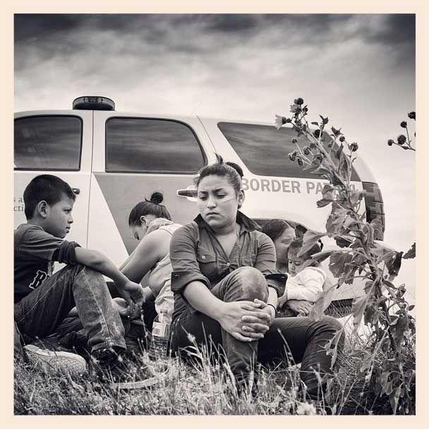 McAllen, Texas. A group of women and two unaccompanied children are detained on a levee. Exhausted and hungry the group appeared relieved to be found. It turned out they had travelled from Guatemala and Honduras together. Part 1 of My film 'The Fence' comes out this coming Monday @msnbcphoto