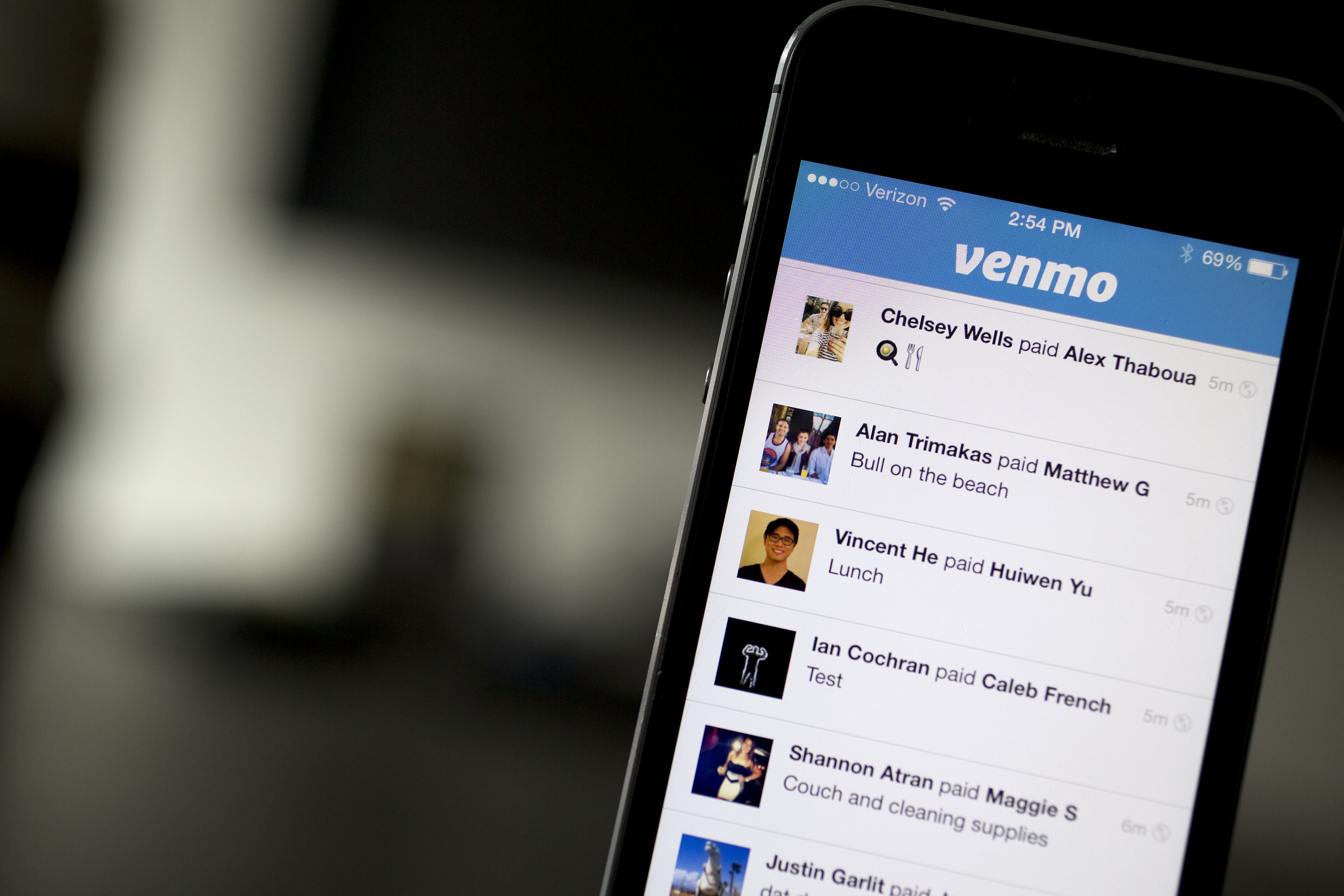 The Ebay Inc. Venmo application (app) is arranged for a photograph on an Apple Inc. iPhone 5s in Washington, D.C., U.S., on Friday, Aug. 22, 2014. (Bloomberg&mdash;Bloomberg via Getty Images)