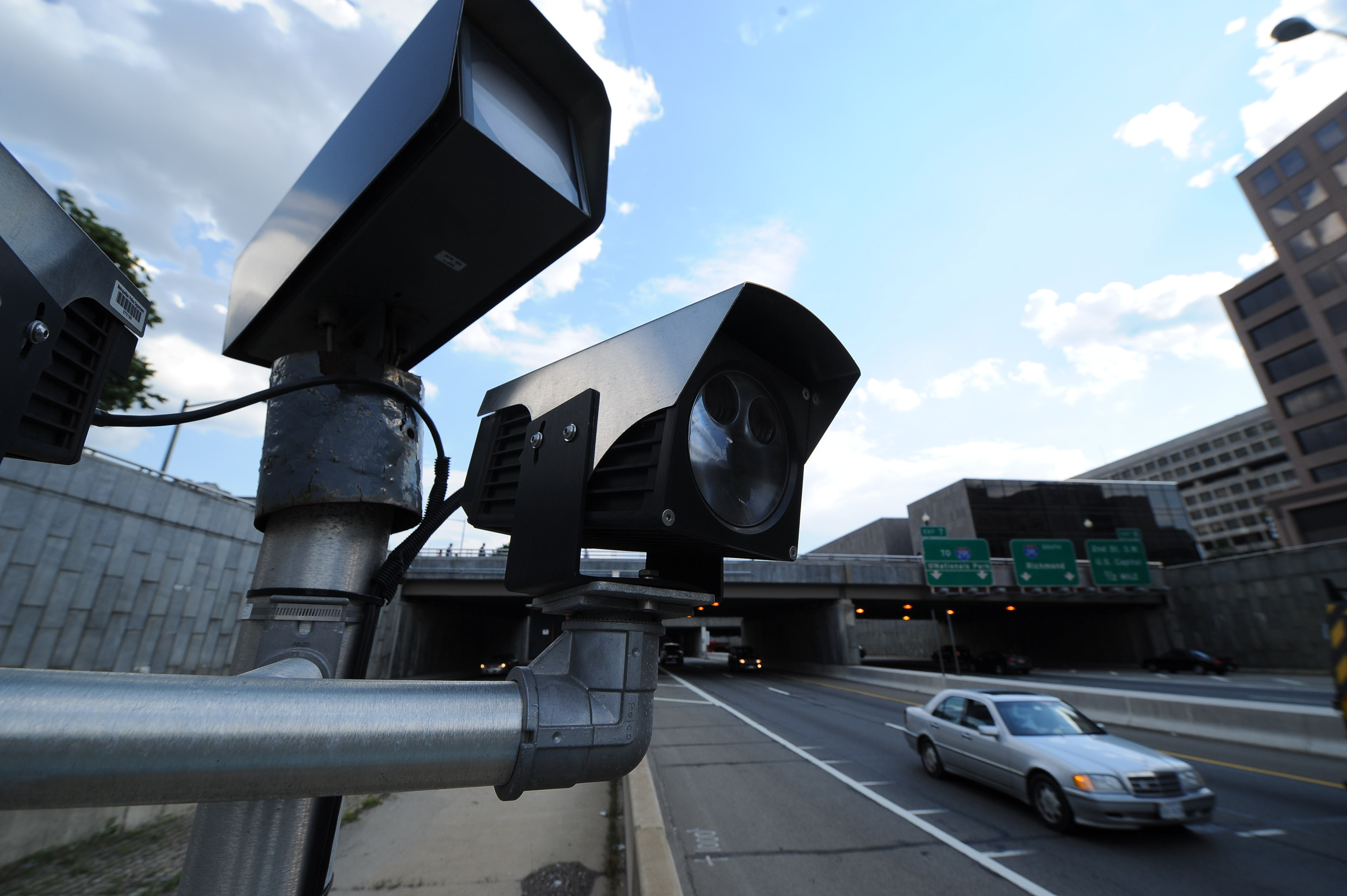 Speed cameras capture motorists on I-395 near 2nd Street NW in Washington, DC on June 7, 2012. (Daniel Britt—Washington Post/Getty Images)