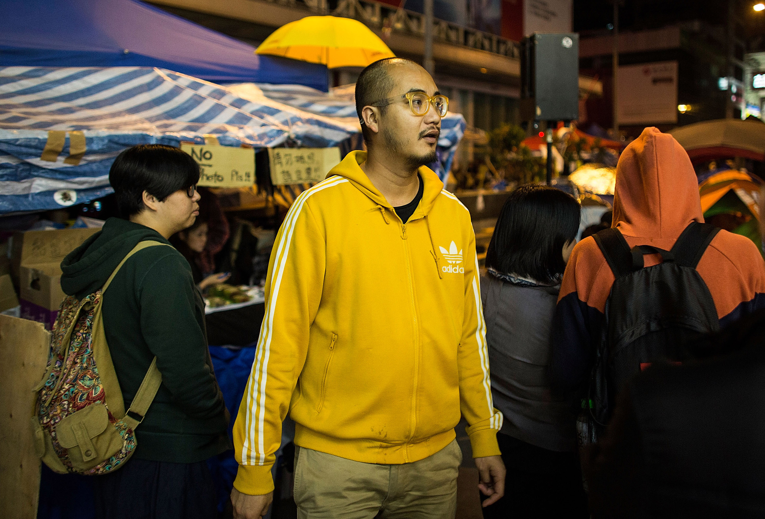 Activist Wong Yeung-tat attends a protest at the Occupy Mongkok Occupy site on Nov. 21, 2014, in Hong Kong. He was arrested on Dec. 11 on multiple charges of unlawful assembly (Lam Yik Fei—Getty Images)