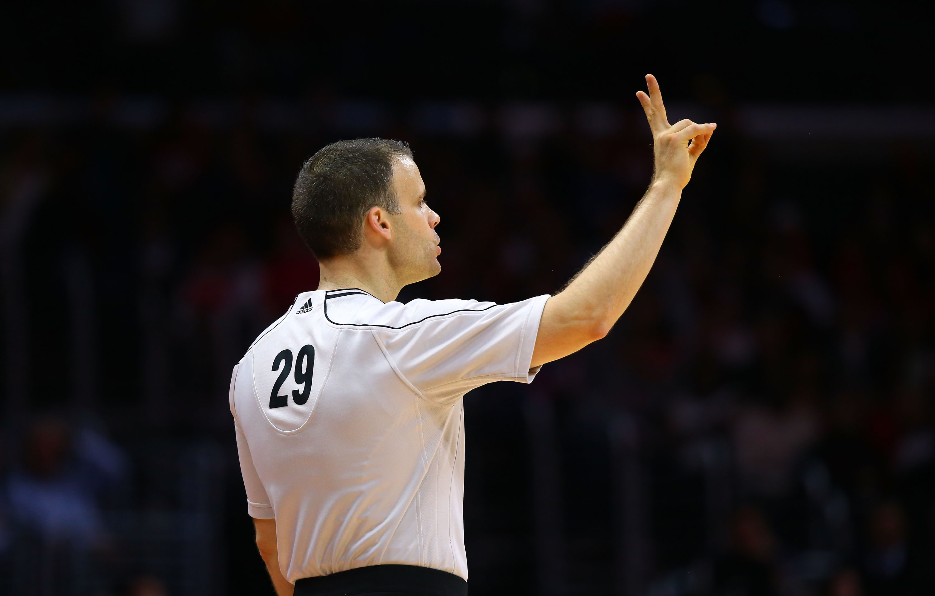 NBA referee Mark Lindsay #29 officiates the NBA game between the Los Angeles Clippers and the Phoenix Suns at Staples Center on Dec. 8, 2014 in Los Angeles. (Victor Decolongon—Getty Images)