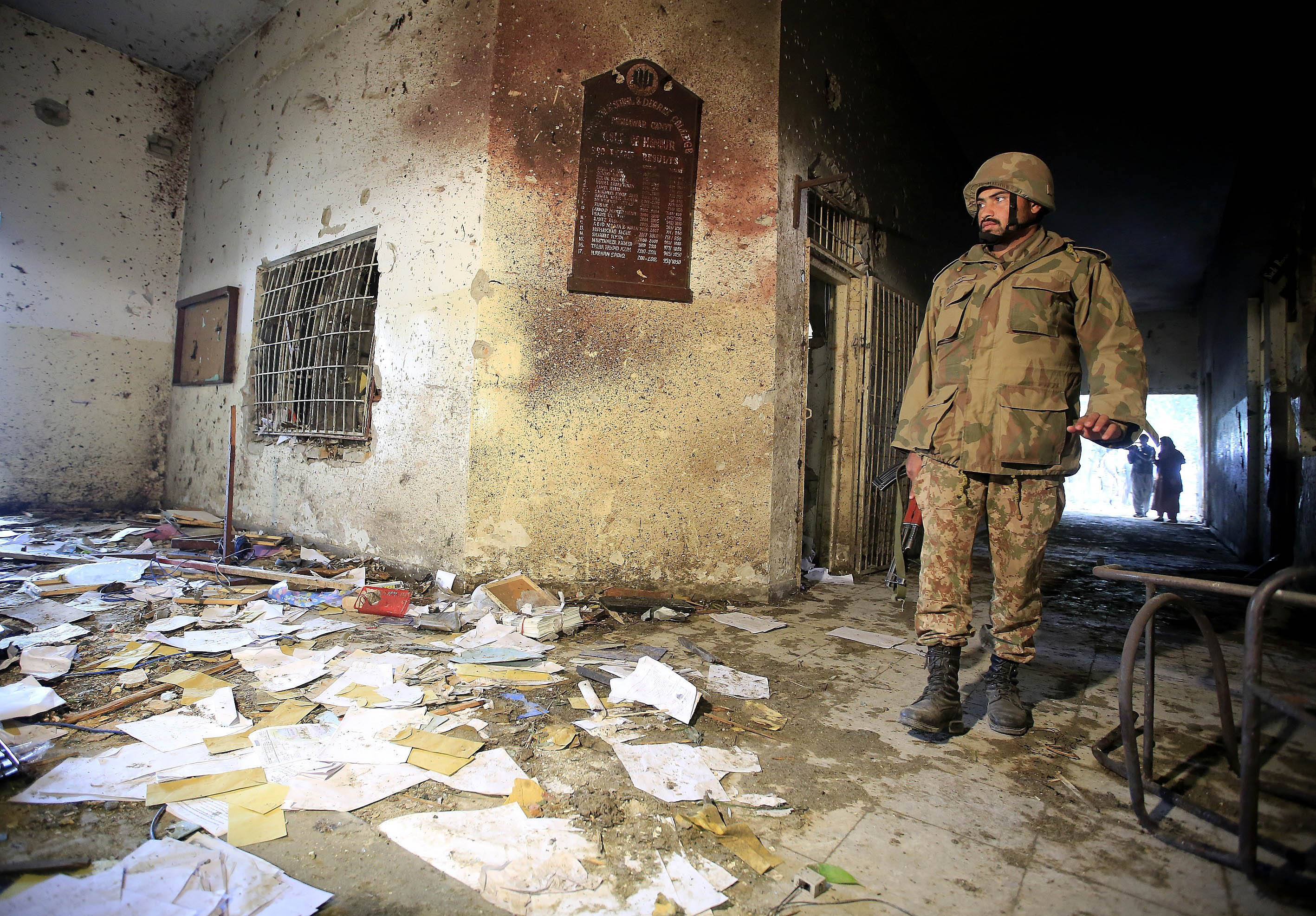 A view of the debris of the army-run school that was attacked by Taliban on Tuesday, in northwestern city of Peshawar, Pakistan, on December 17, 2014. (Anadolu Agency—2014 Anadolu Agency)