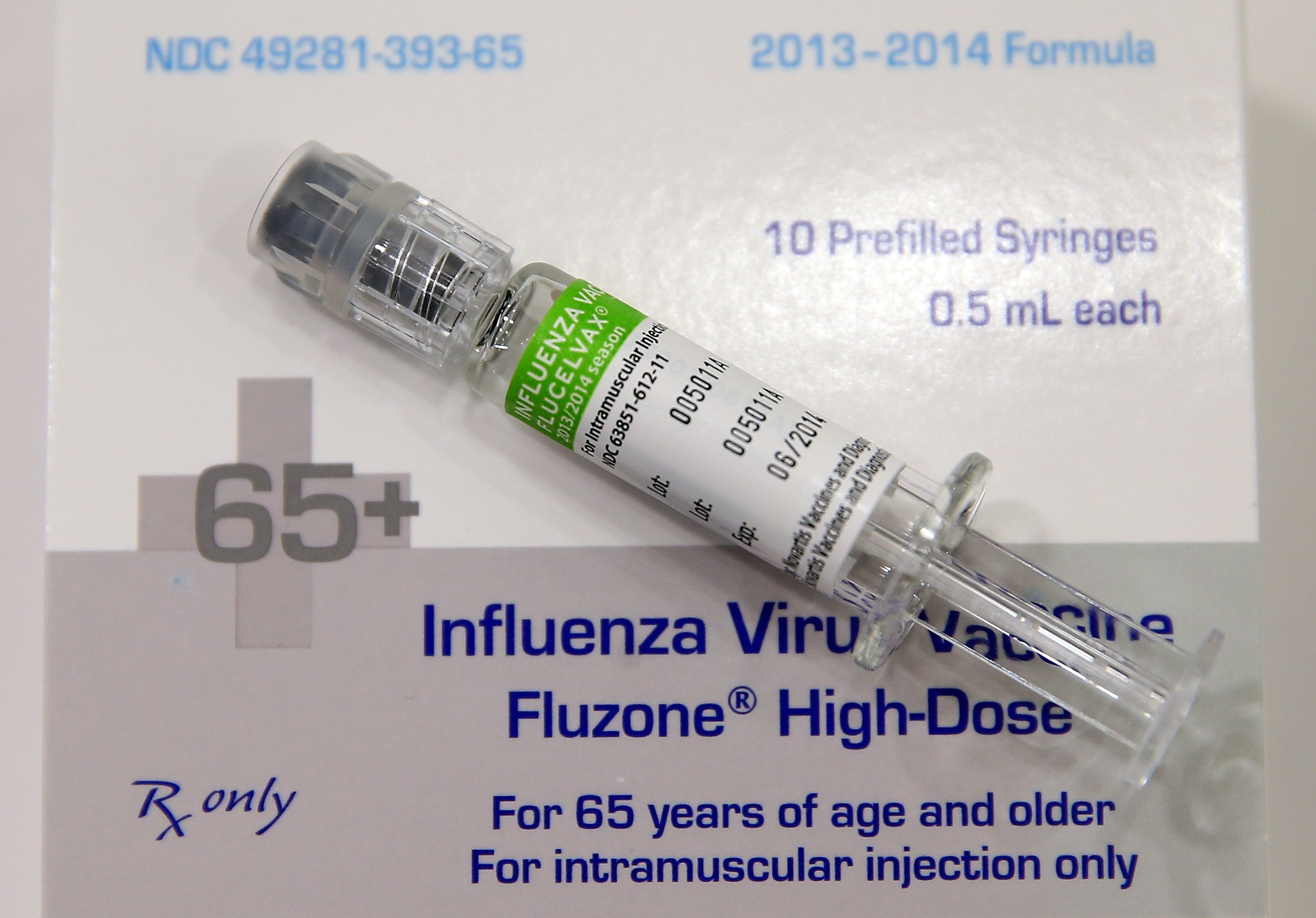 A syringe filled with influenza vaccination is seen at a Walgreens Pharmacy on January 14, 2014 in Concord, California. (Justin Sullivan&mdash;Getty Images)