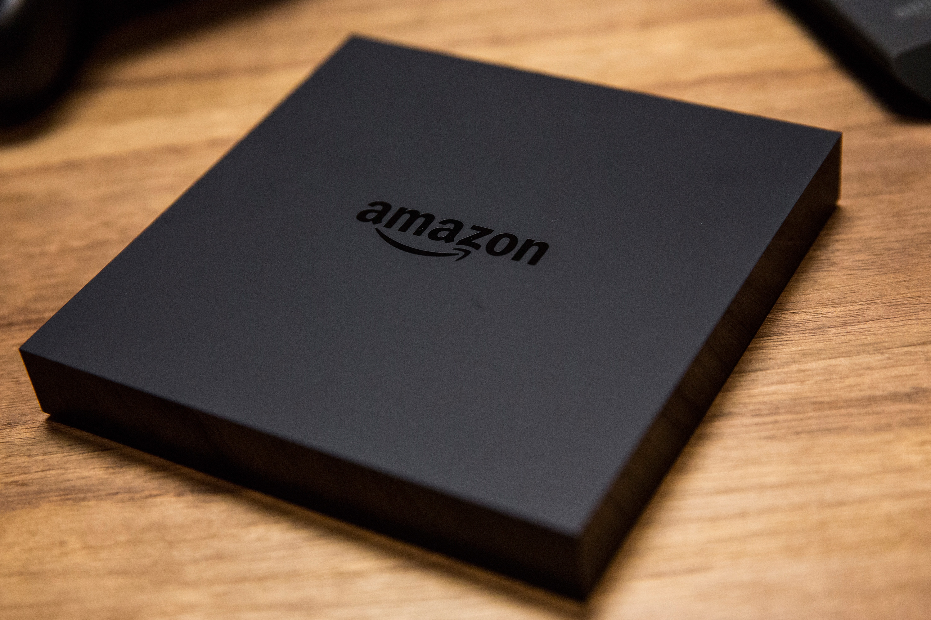 The Amazon Fire TV - a new device that allows users to stream video, music, photos, games and more through a television - is displayed at a media event on April 2, 2014 in New York City. (Andrew Burton&mdash;Getty Images)