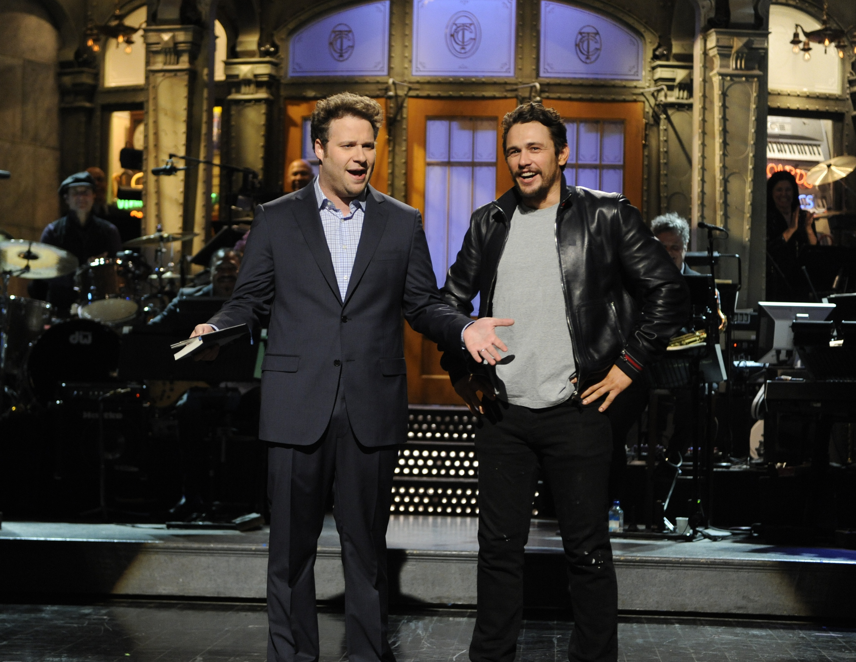 Seth Rogen and James Franco appear on <i>Saturday Night Live</i> on Apr. 12, 2014 (NBC—NBCU Photo Bank via Getty Images)