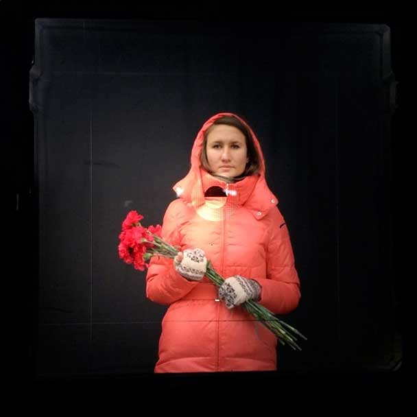 "This is the first quiet day for Kiev's residents to come here. So we came to put flowers and pay respect to the people who died." —Olga, 26 years old, from Kiev "Today there is mourning" From my dispatch with viewfinder portraits from Maidan, Kiev on Foreign Policy. http://www.foreignpolicy.com/articles/2014/02/24/today_there_is_mourning_kiev_protester_maidan Images made on an iPhone through my Bronica viewfinder. #kiev #ukraine #filmisnotdead #fujifilm #bronica #6x6 #portrait #photography #photojournalism @viiphoto