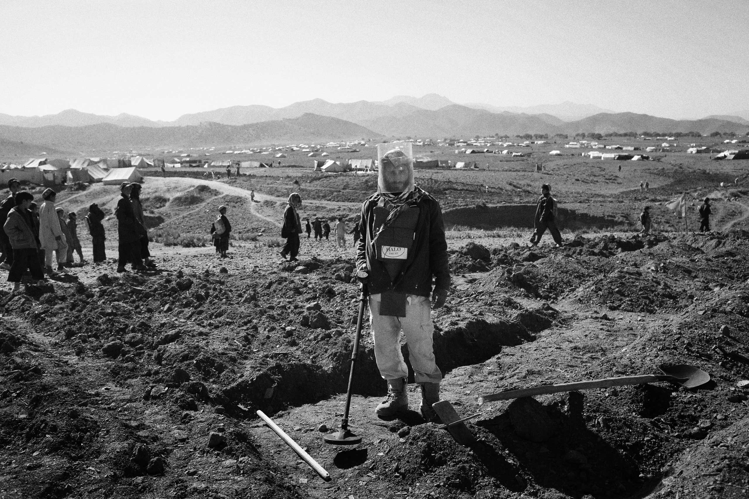 Foreign Policy: Finding Refuge on a Mine FieldA de-miner from the NGO, Halo Trust works at a site in the Gulan refugee camp in Khost Province, Afghanistan.