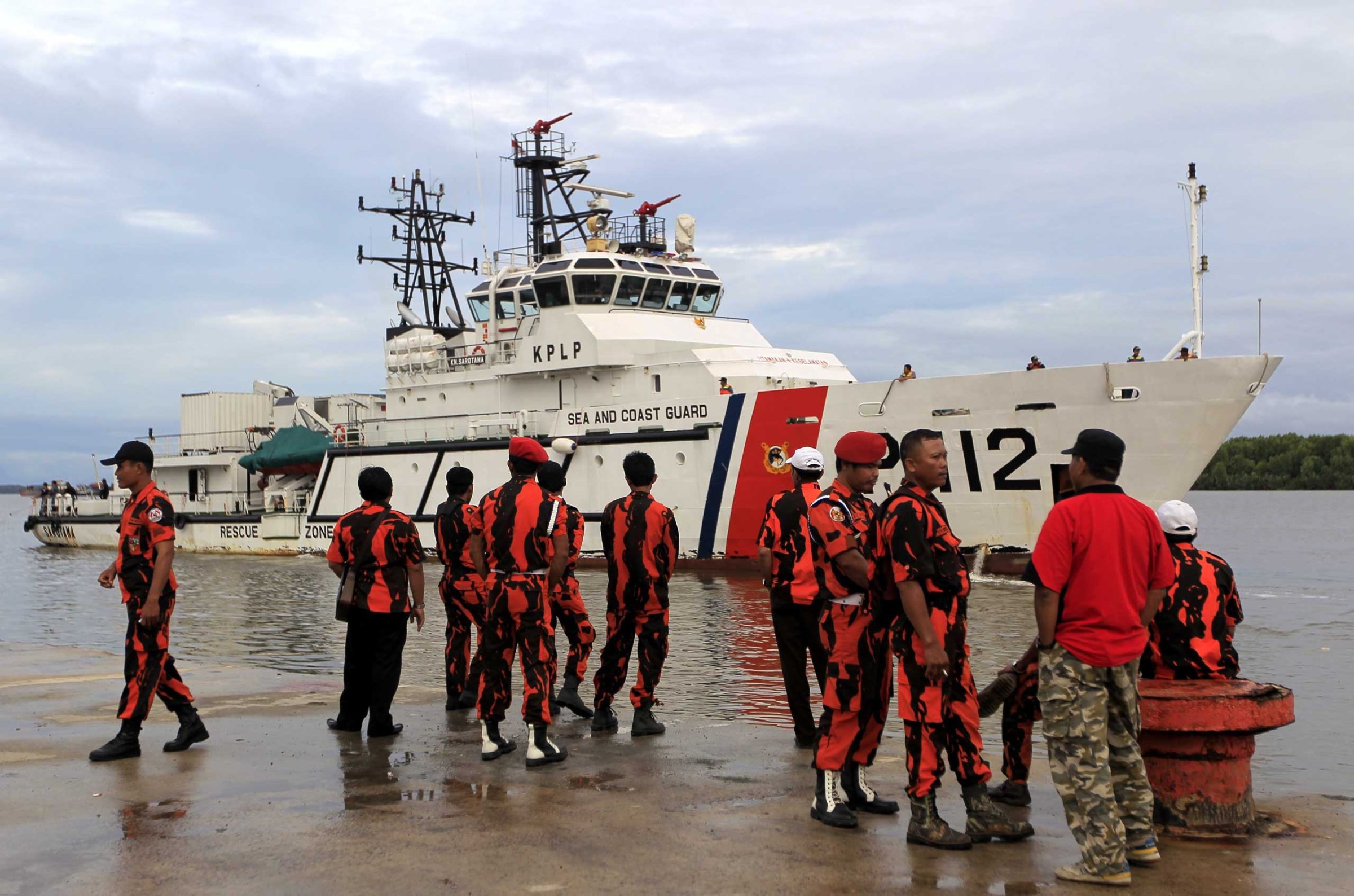Indonesia's Sea and Coast Guard ship during a search and rescue operation as they search for the missing AirAsia plane on Dec. 31.