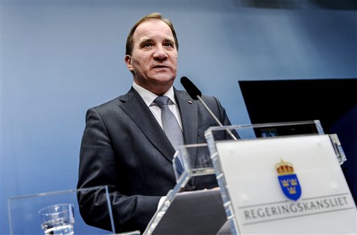 Sweden's Prime Minister Stefan Lofven talks at a press conference at Stockholm, Sweden, Tuesday Dec. 2, 2014. (Pontus Lundahl—AP)