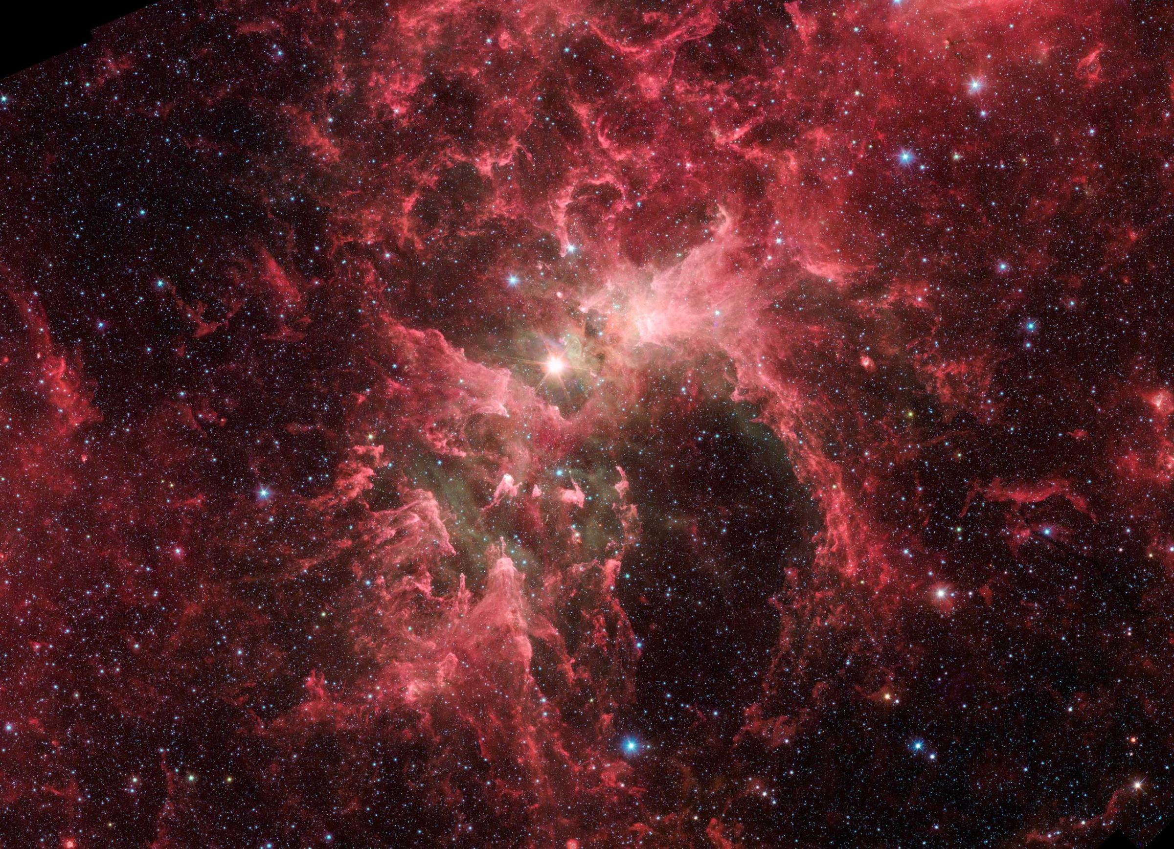 https://www.flickr.com/photos/nasamarshall/15050207206/Eta Carinae: Our Neighboring Superstars (NASA, Chandra, 08/26/14)Eta Carinae is one of the most luminous known star systems in our galaxy. It radiates energy at a rate that is 5 million times that of the Sun. Most of this energy is radiated at infrared wavelengths. It is shrouded in a rapidly expanding cloud of dust which absorbs radiation from the central star and re-radiates it in the infrared.