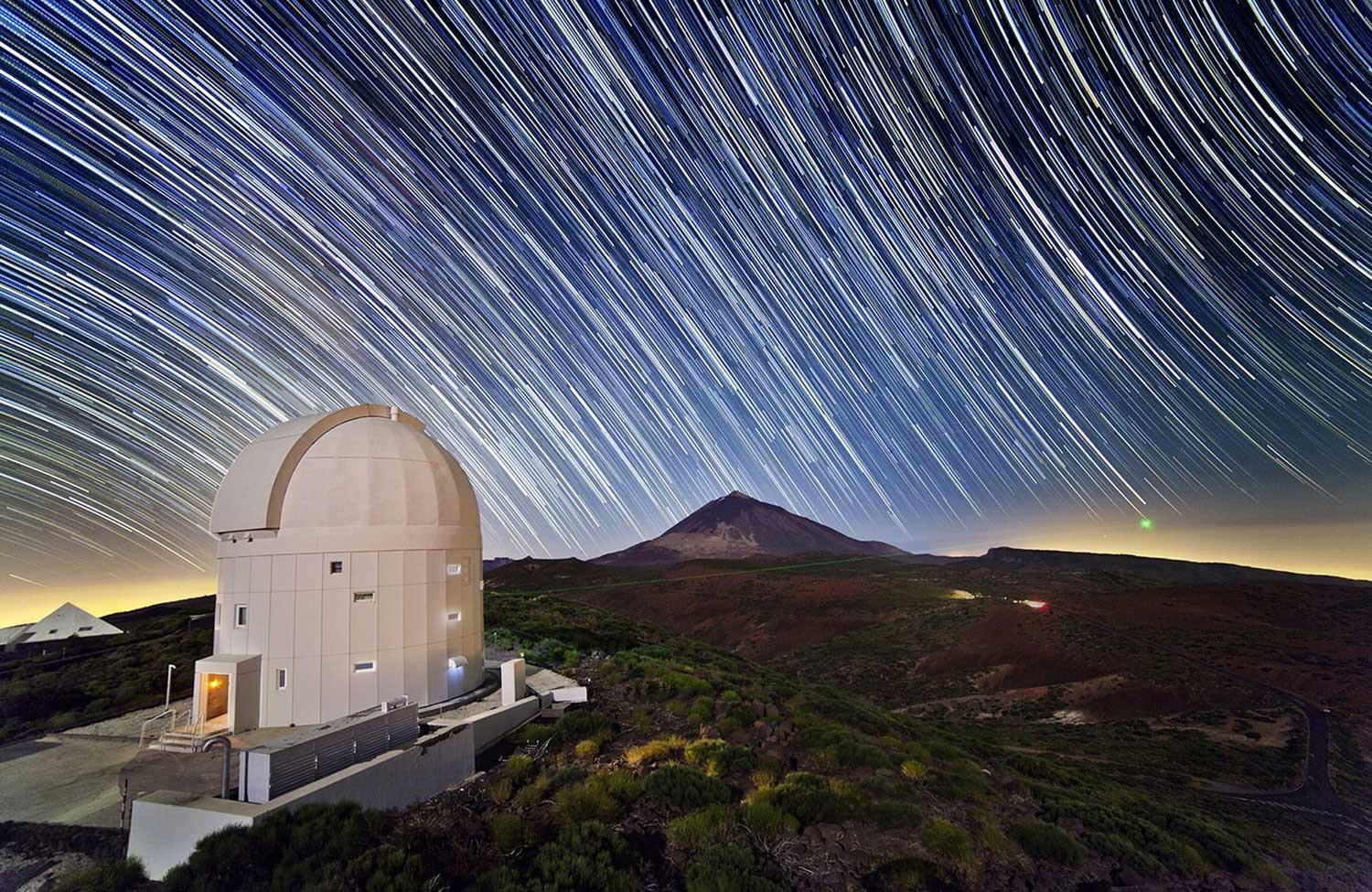 A long exposure of the European Space Agency's Optical Ground Station at the La Teide Observatory on the Canary Islands, Spain released on April 27, 2014.