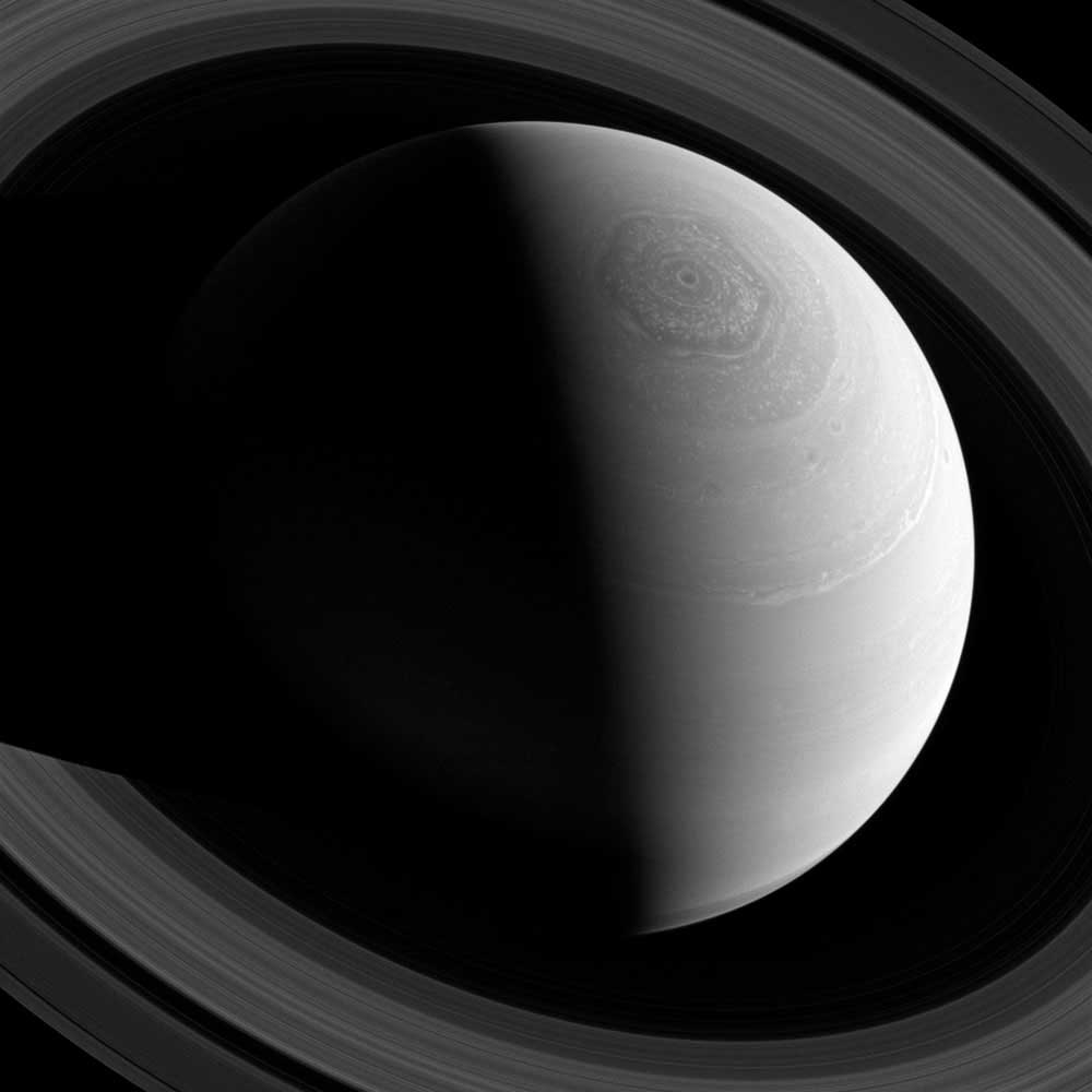 NASA image of Saturn taken with the Cassini spacecraft wide-angle camera