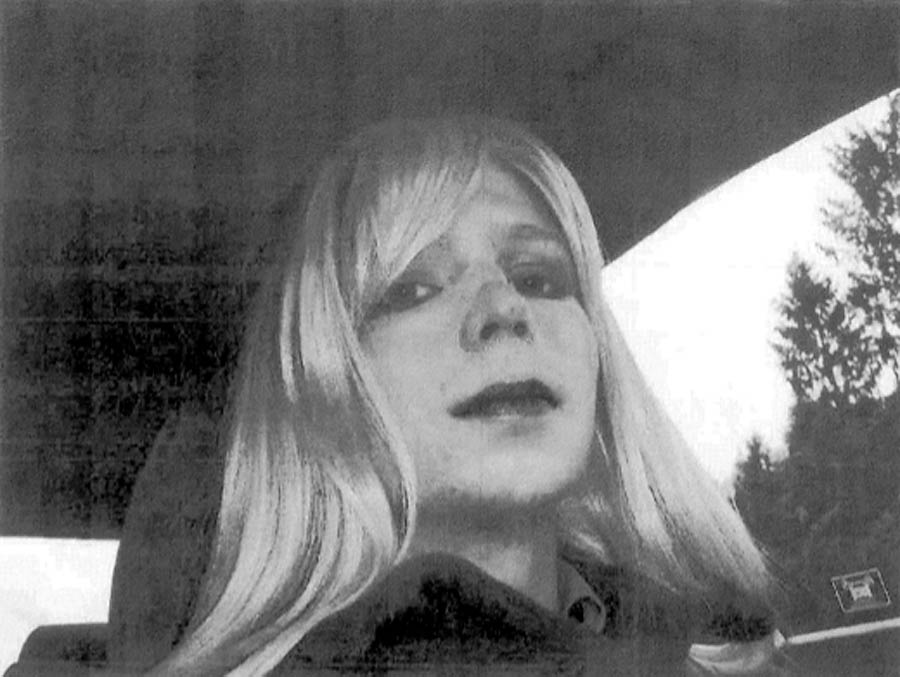 This undated photo provided by the U.S. Army shows Chelsea Manning wearing a wig and lipstick. (U.S. Army/AP)