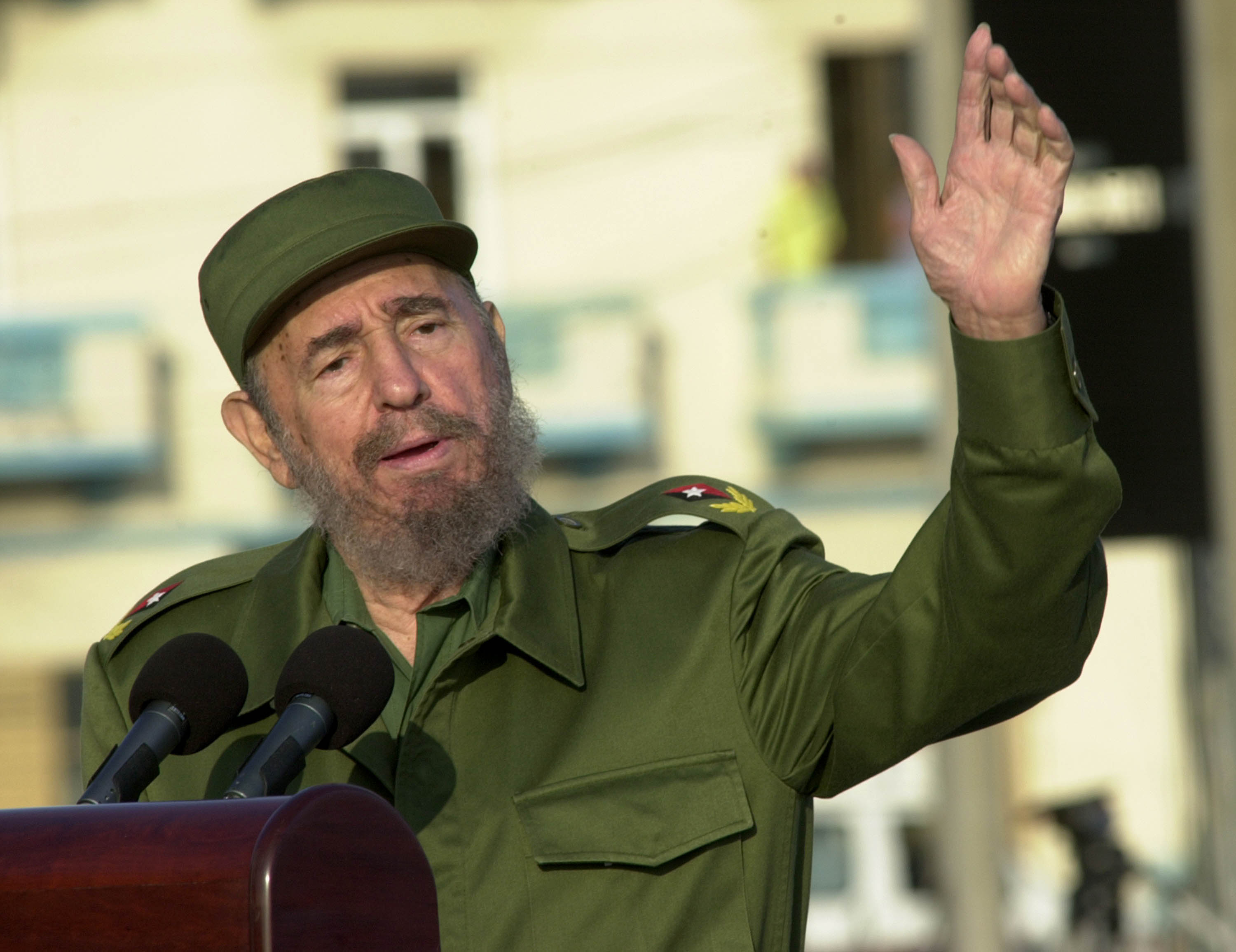 Fidel Castro delivering a speech in Havana on May 14, 2004 (Jorge Rey—Getty Images)