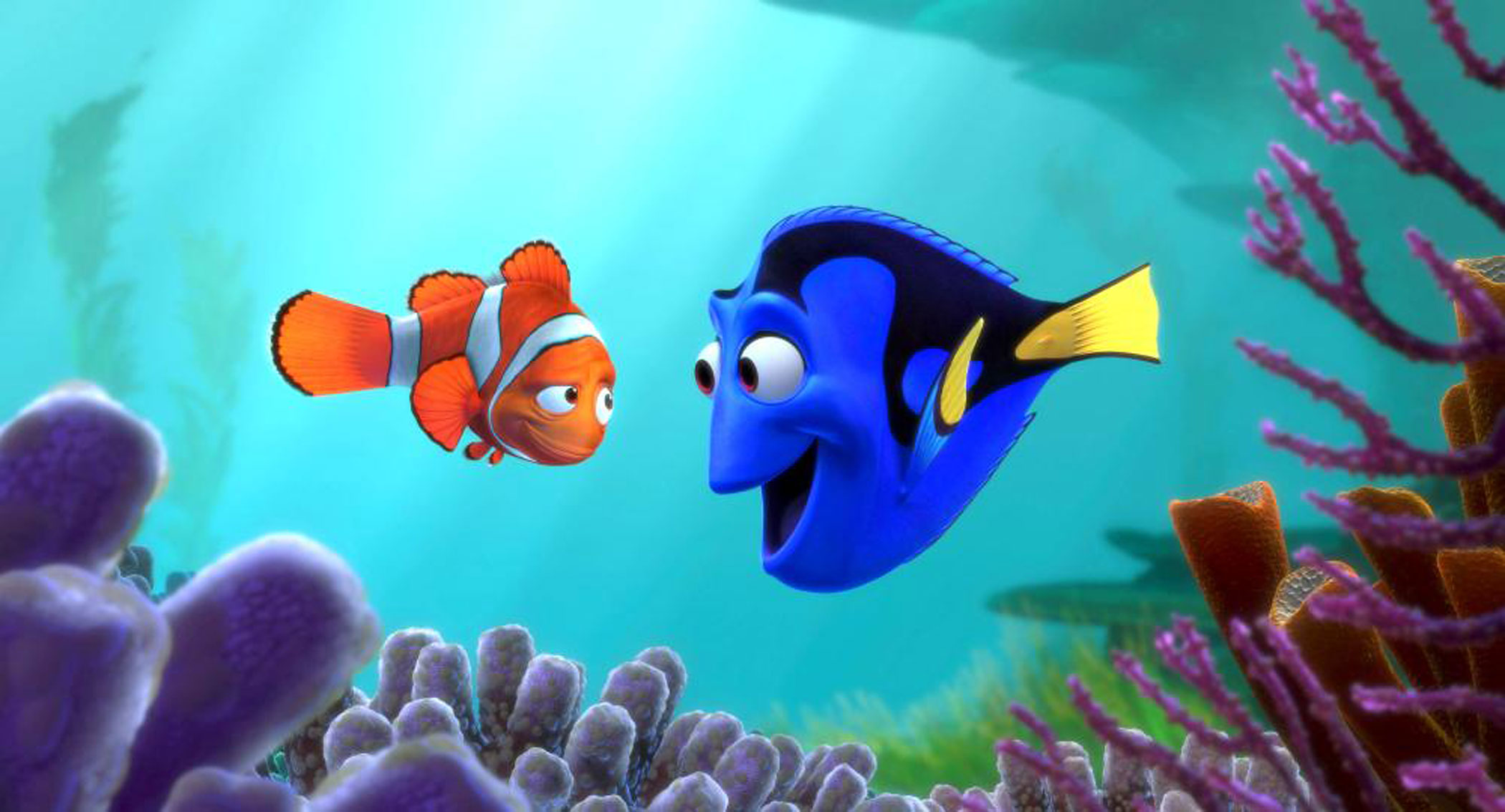 Marlin (Albert Brooks) and Dory (Ellen DeGeneres) in <i>Finding Nemo</i> (Pixar/Disney)