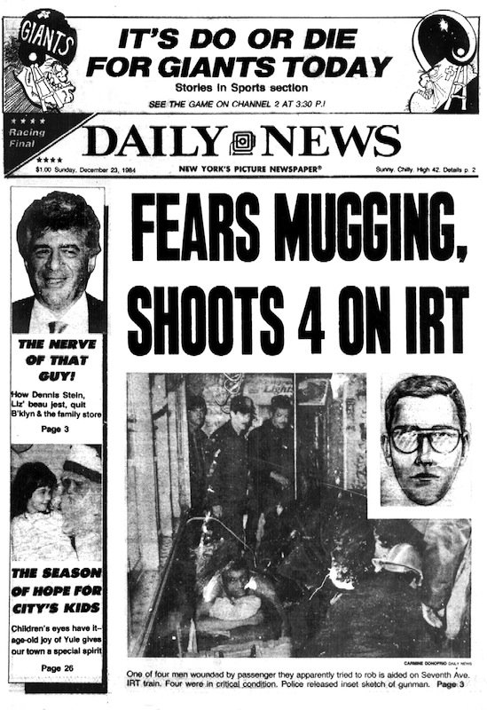 Daily News Front page of Sunday, December 23, 1984, with hea