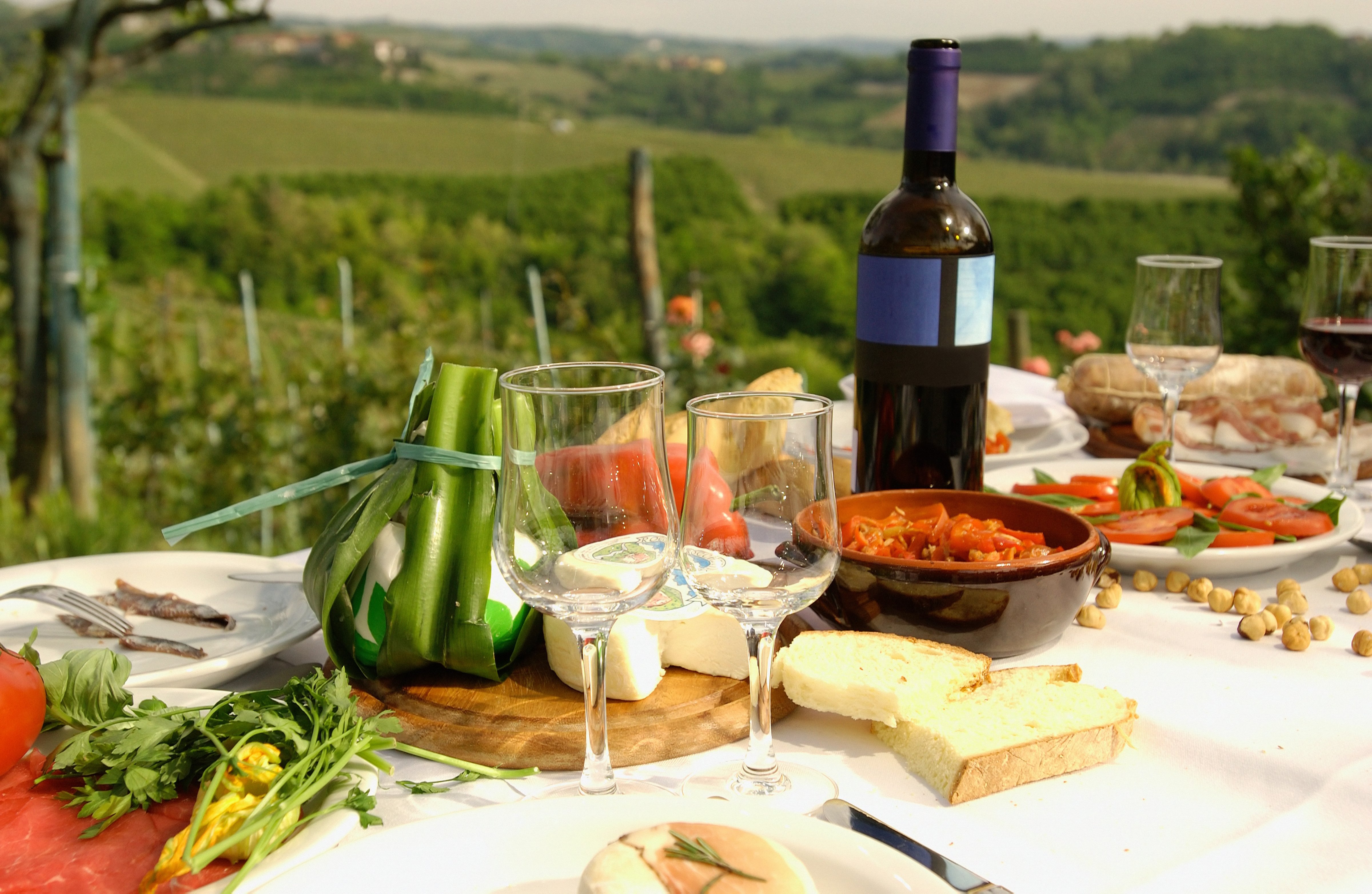 Mediterranean include fresh fruits and vegetables, beans, olive oil and moderate amounts of wine (Image Source—Getty Images/Image Source)