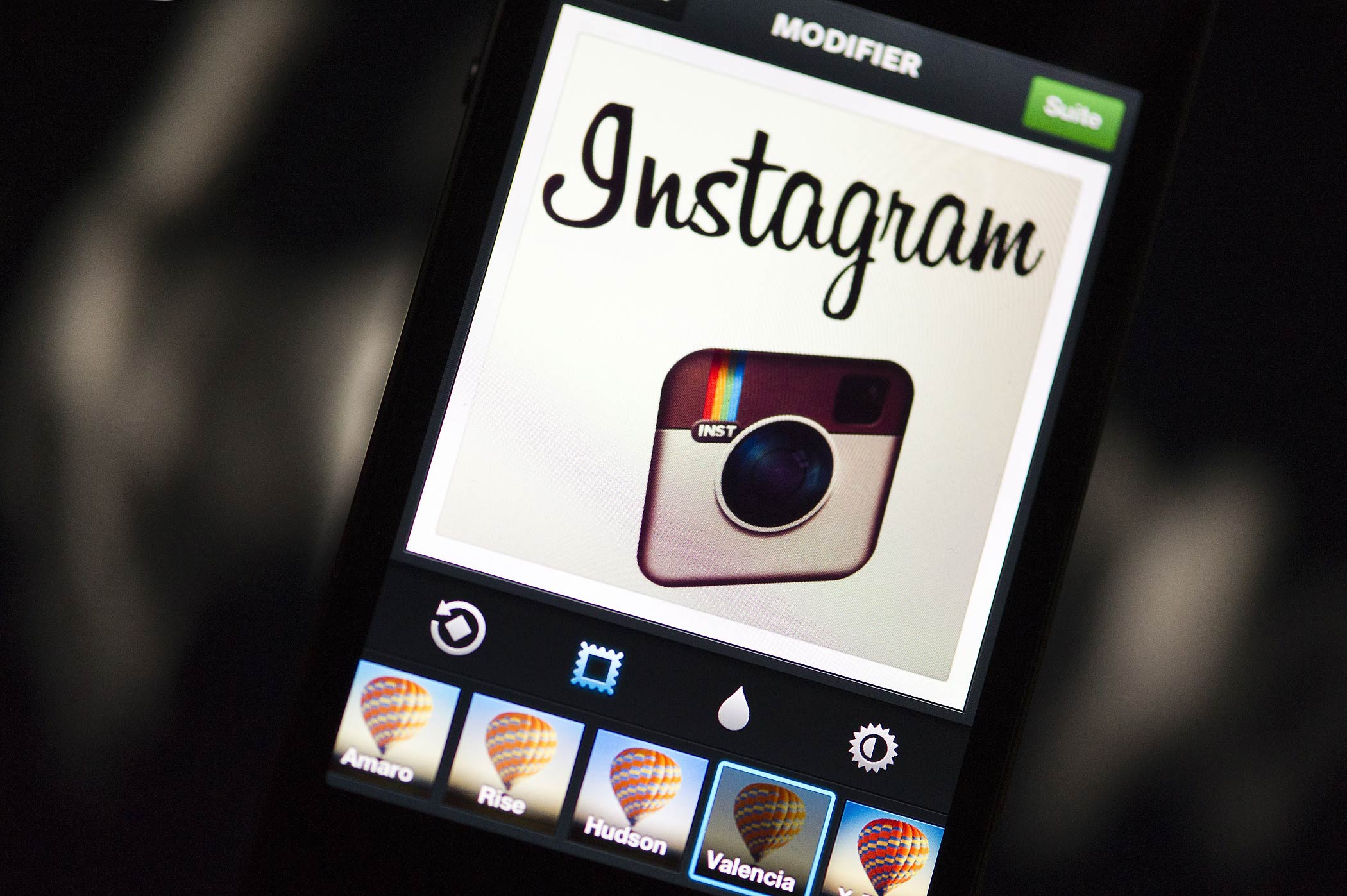 The Instagram logo is displayed on a smartphone on Dec. 20, 2012 in Paris, France.