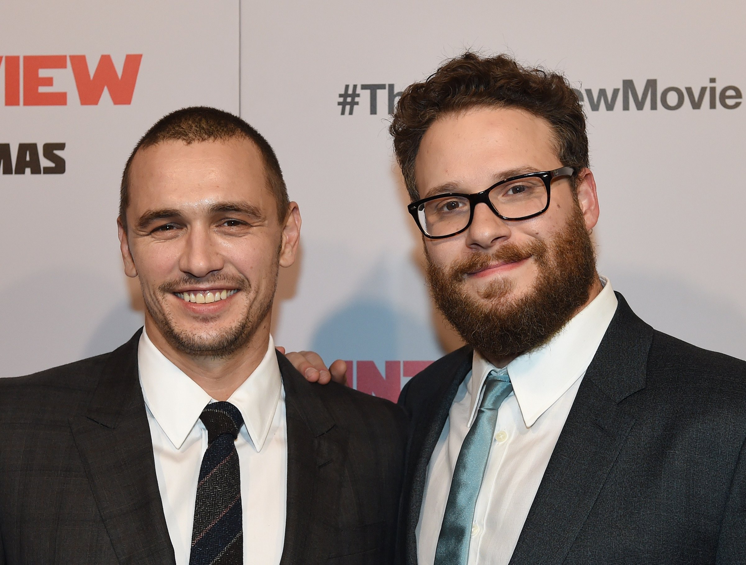 Actors James Franco (L) and Seth Rogen at the premiere of the film "The Interview" in Los Angeles, Ca. on Dec. 11, 2014.