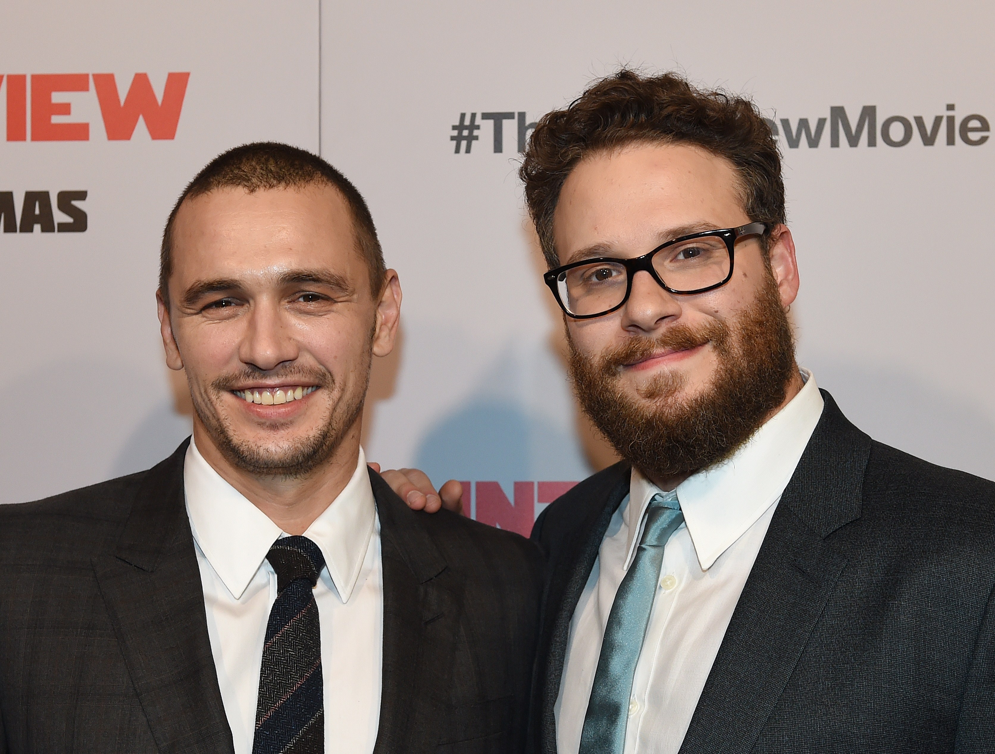 Actors James Franco (L) and Seth Rogen at the premiere of the film "The Interview" in Los Angeles, Ca. on Dec. 11, 2014. (AFP/Getty Images)
