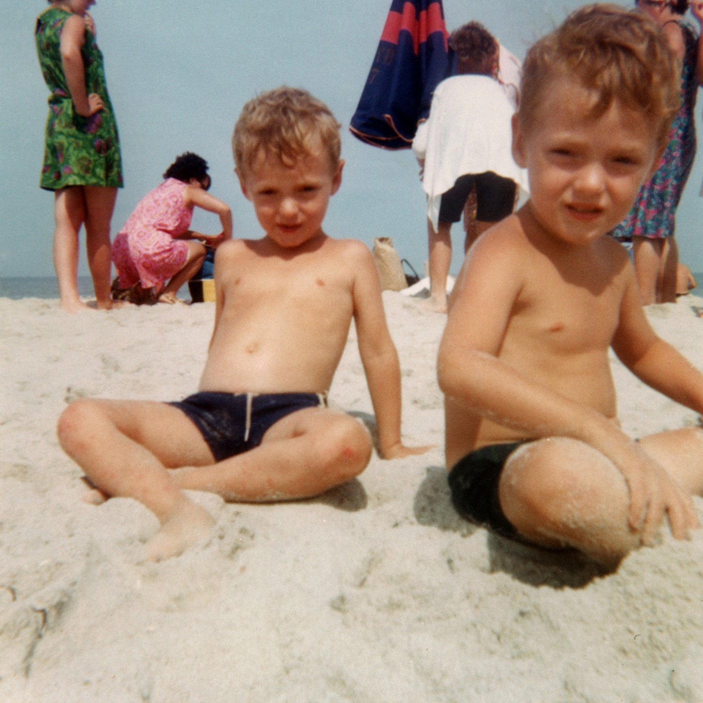 At age 6, Mark, left, and Scott at the beach on the Jersey Shore in 1970