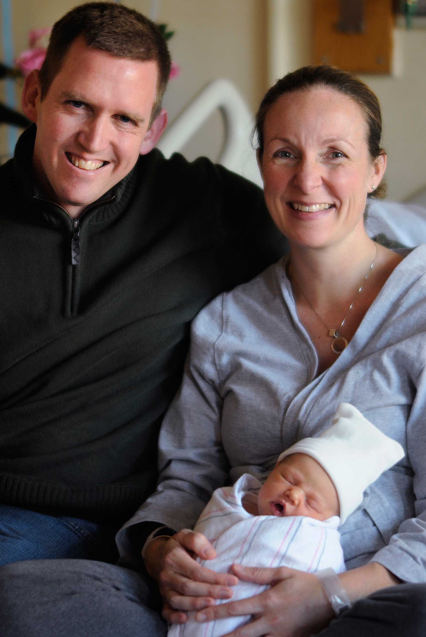Matthew and Jennie Keane pose with newborn daughter, Claire Elizabeth, Dec. 14, 2014.