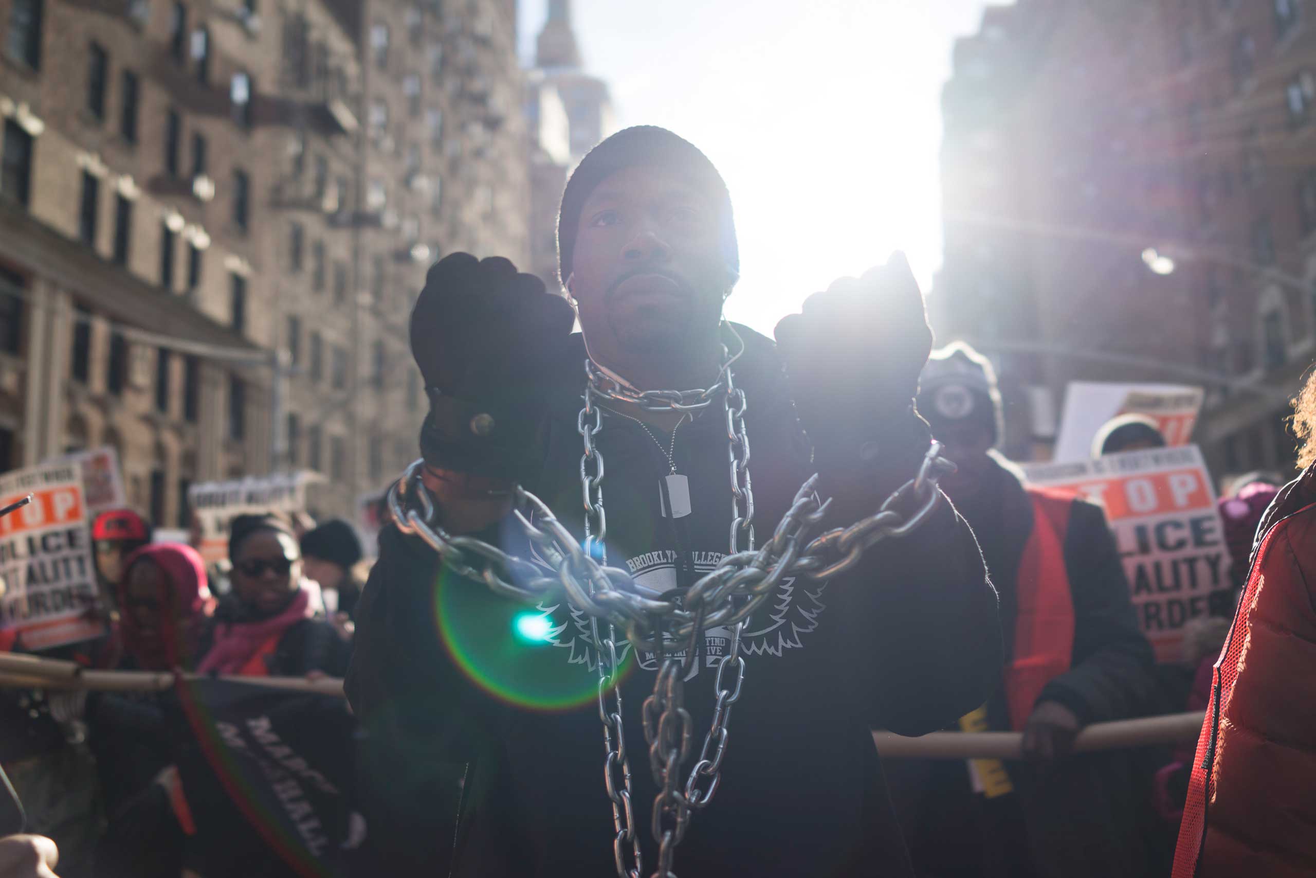 Thousands of protestors demonstrate against police brutality in New York City as part of the Millions March on Dec. 13, 2014.