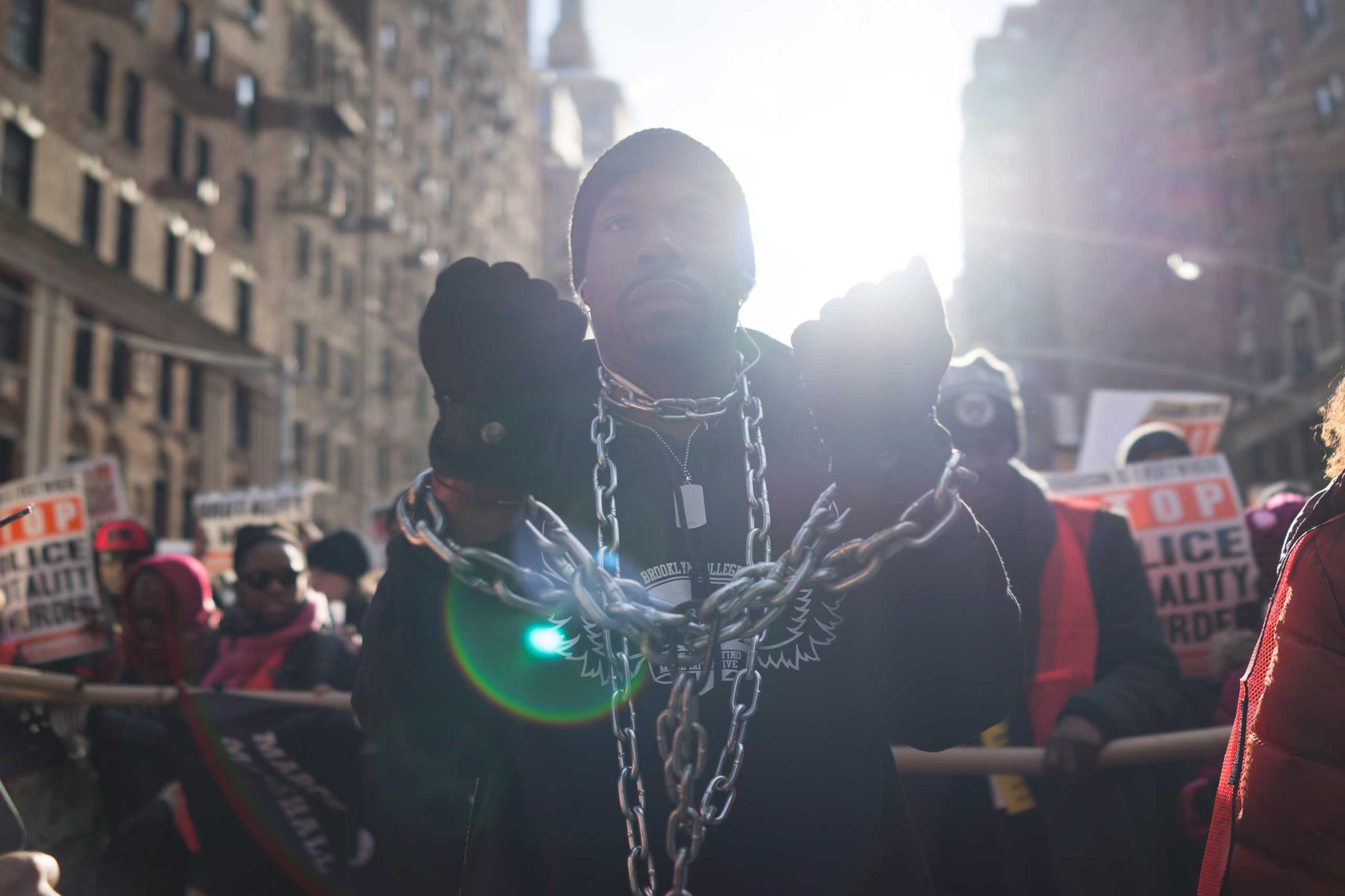 Thousands of protestors came out to demonstrate against police brutality in new York City on Dec. 13, 2014.