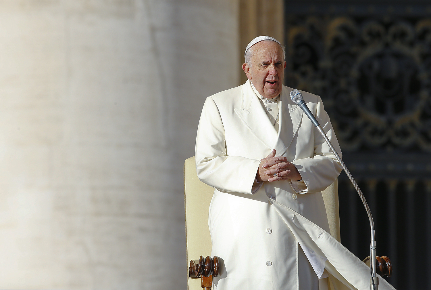 Pope Francis leads his Wednesday general audience in Saint Peter's square at the Vatican